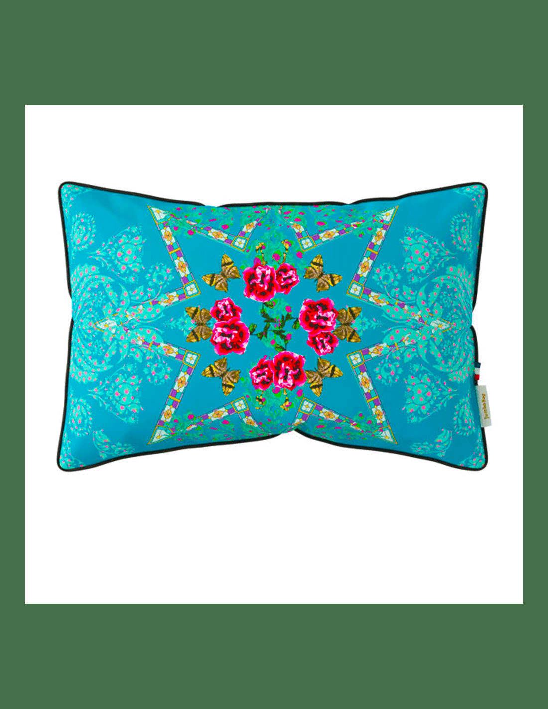 COUSSIN DÉCO - Coussin garni en tissu imprimé 60x40 cm Paon