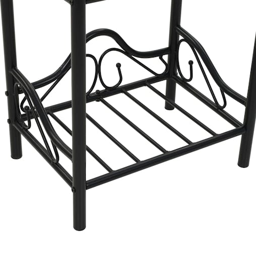 NNEVL Bedside Table Steel and Tempered Glass 45x30.5x60 cm Black