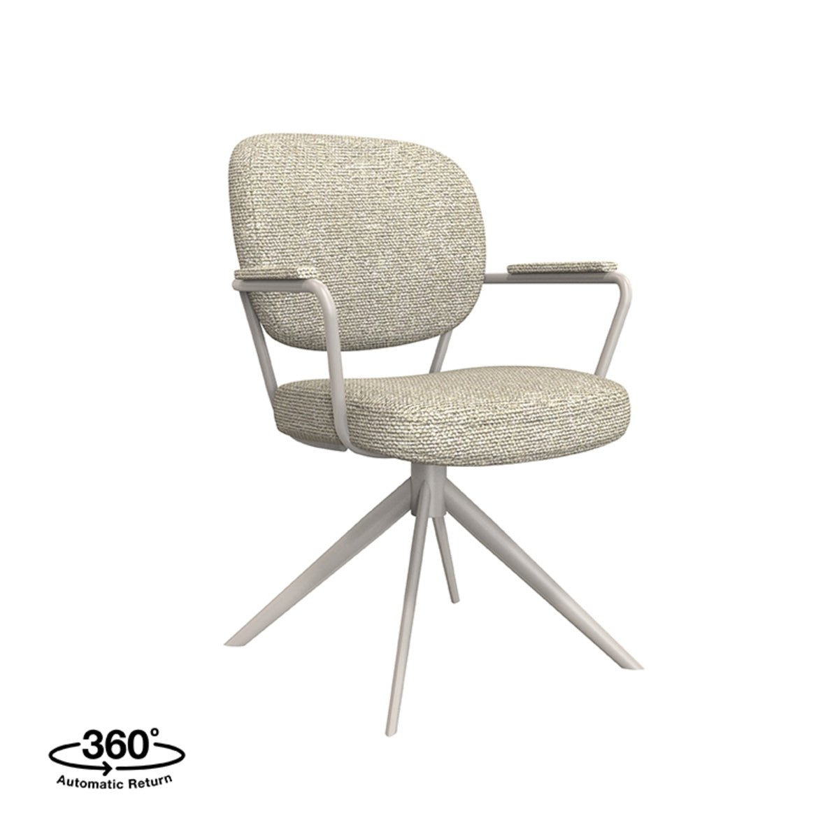 LABEL51 Eetkamerstoel Basel - Naturel Bouclé - Draaibaar