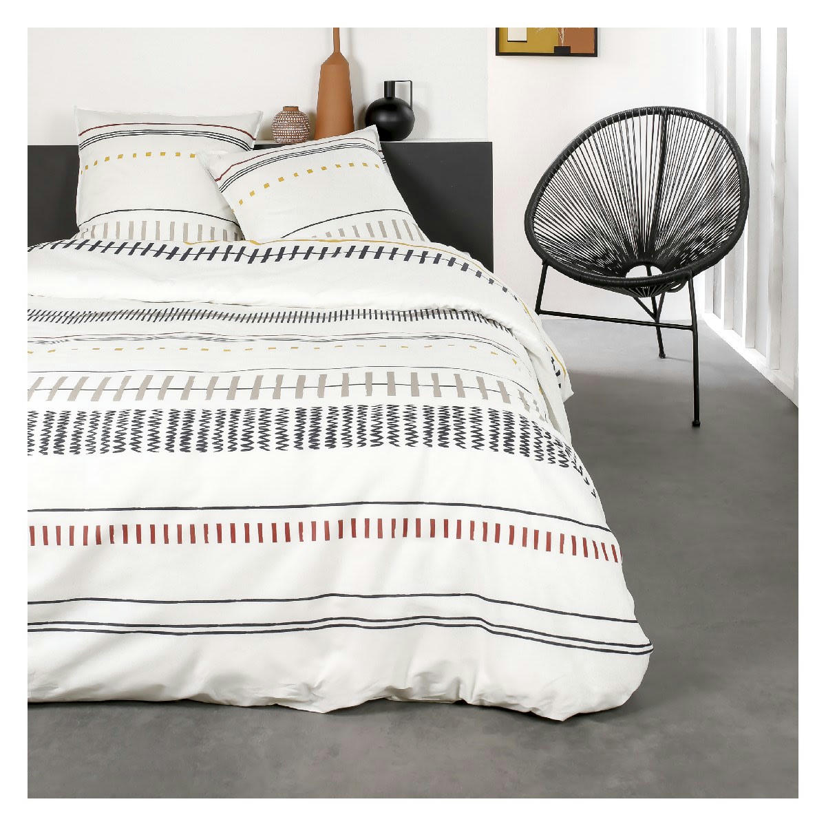 SUNSHINE EVE - Parure de lit 2 personnes imprimé en Coton Blanc 240x260 cm