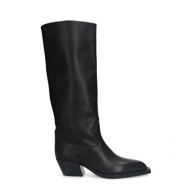 Zwarte leren cowboylaarzen