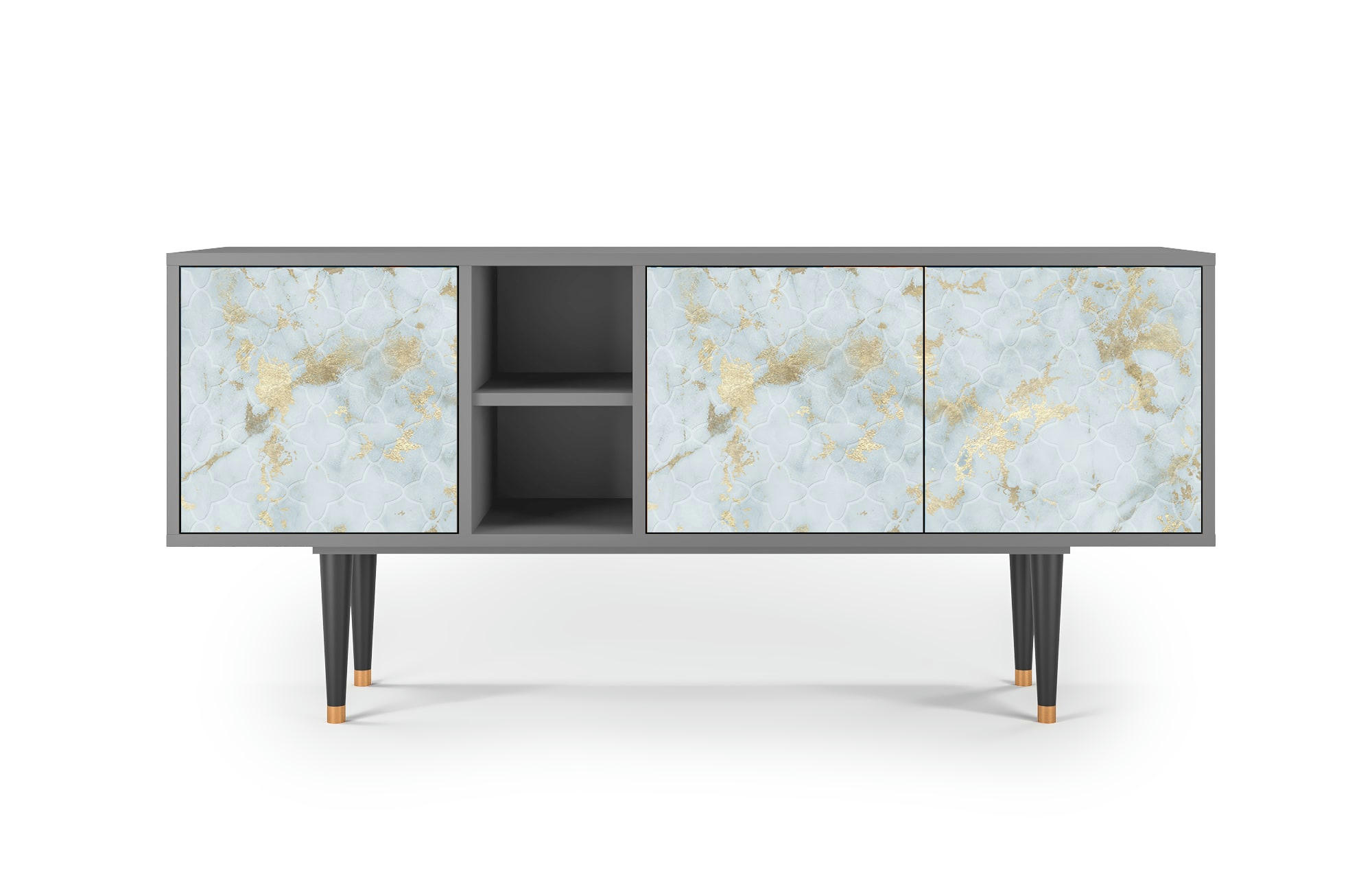 GOLDEN WAVES - Meuble TV  blanc clair 3 tiroirs L 150 cm