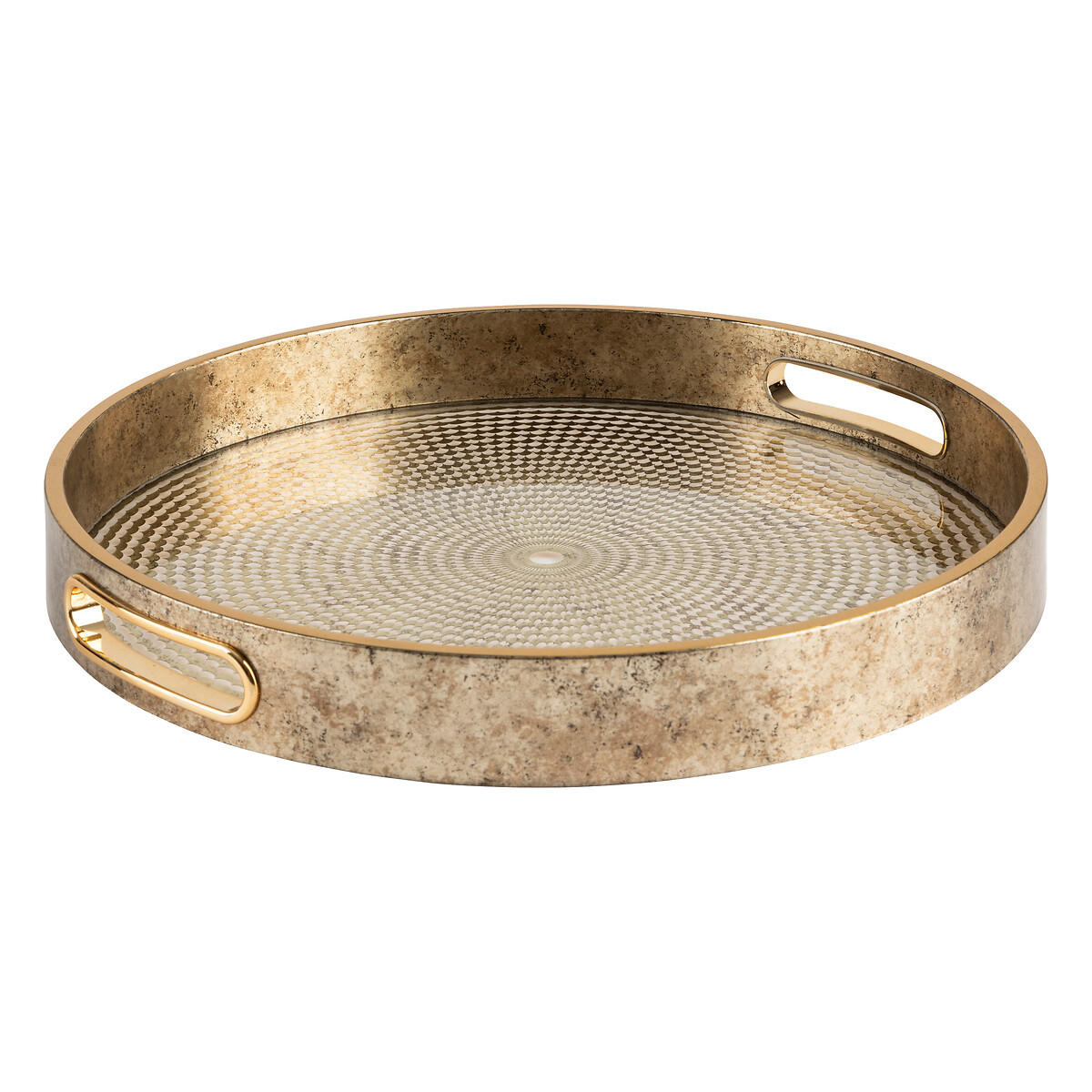 Tabuleiro ELYA dourado em vidro 31cm