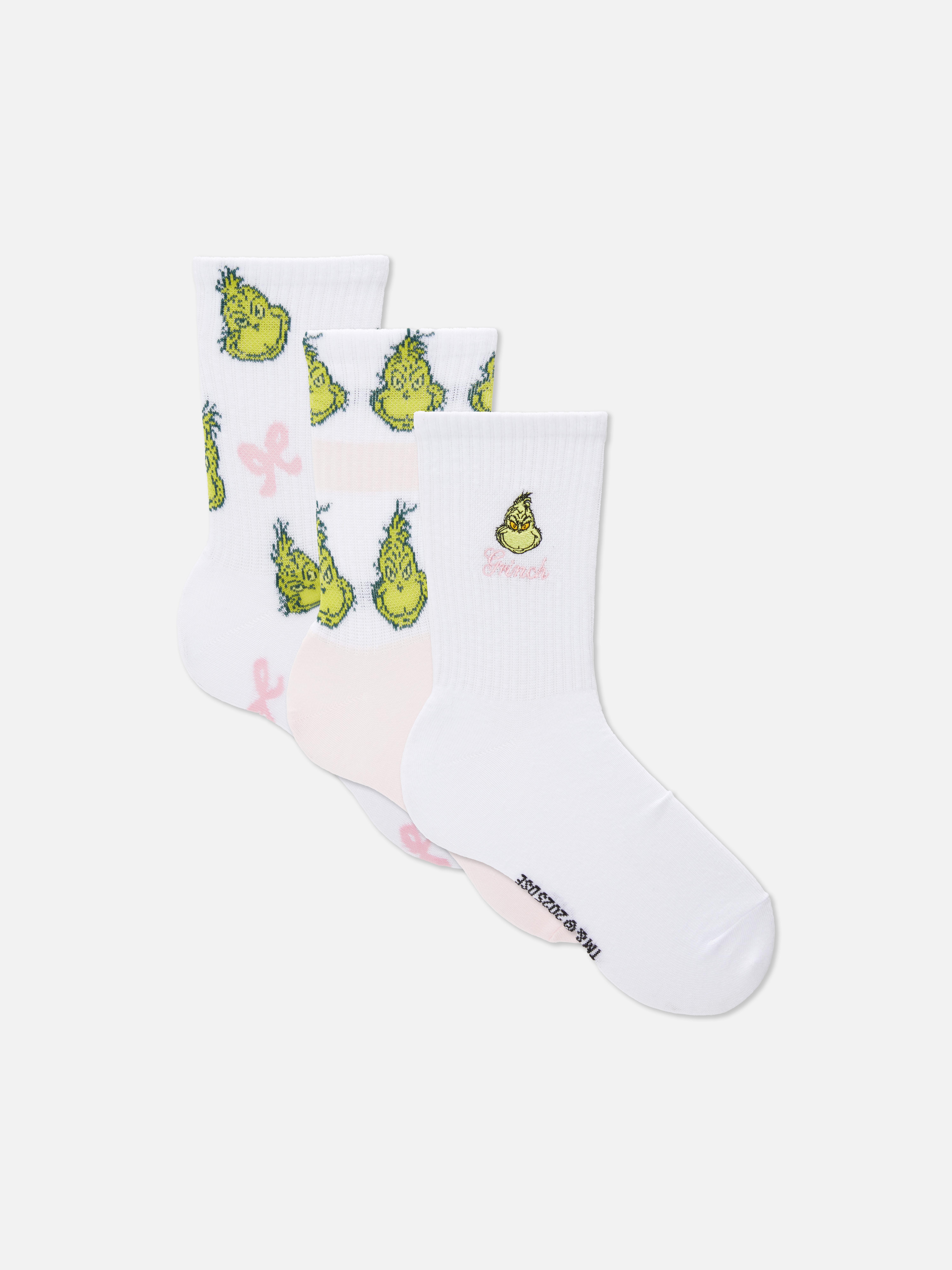 3pk The Grinch Christmas Cotton Rich Crew Socks