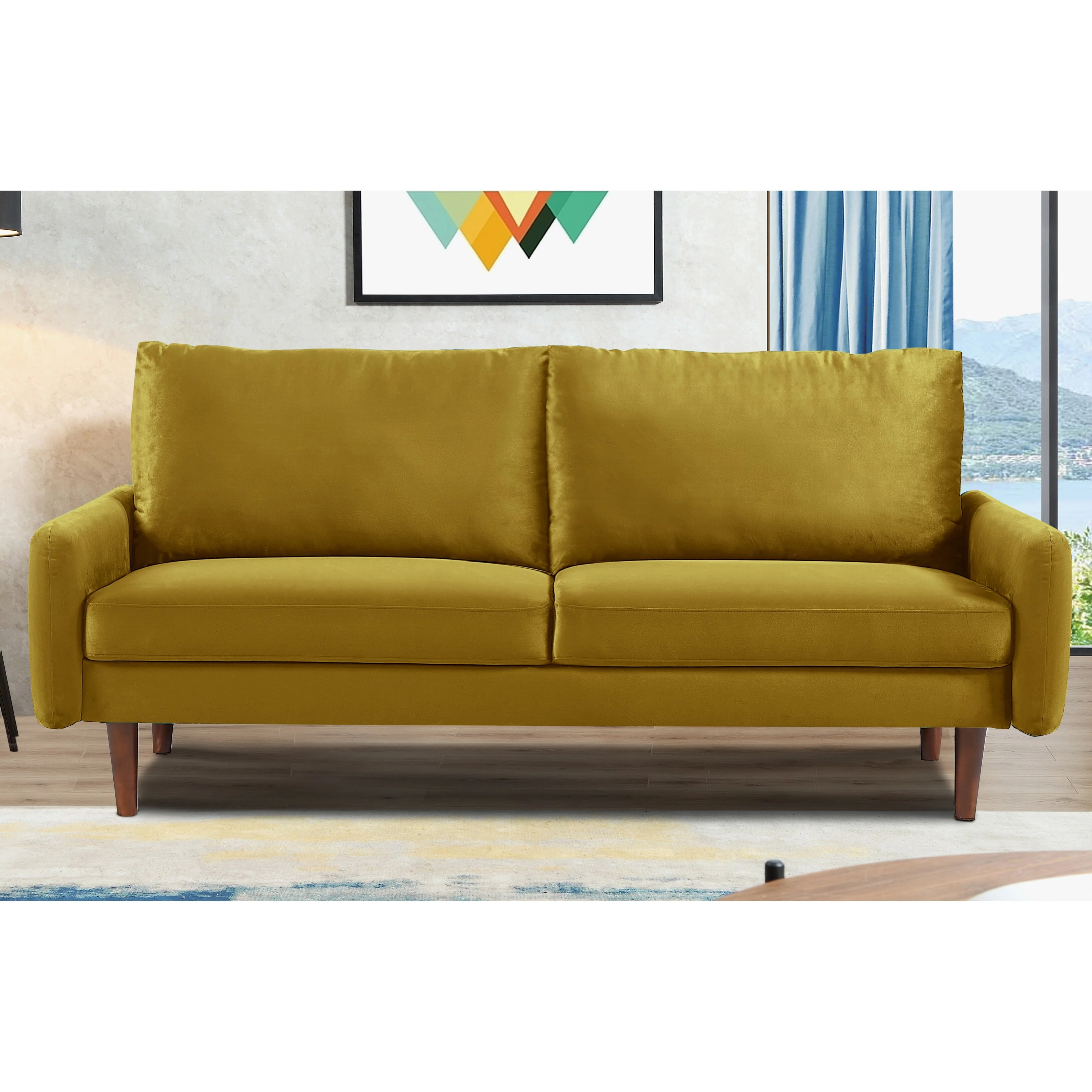 US Pride Furnitirue 70''W Tapered-Leg Velvet Sofa