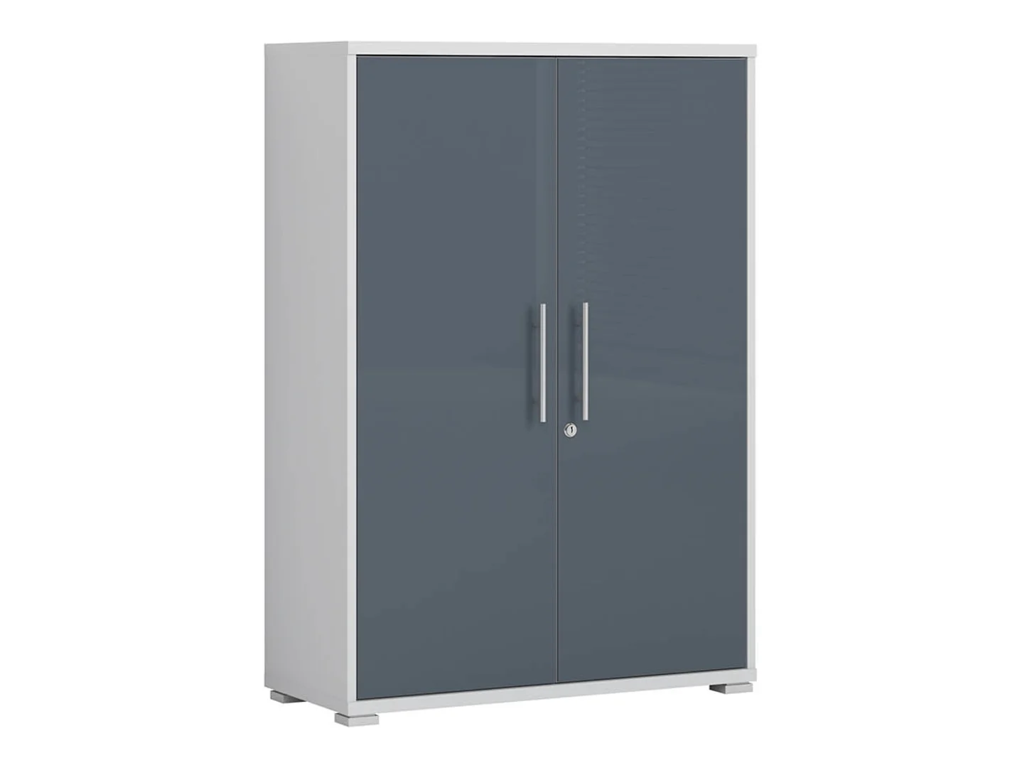 Szafka Office Lux 79 cm dwudrzwiowa na klucz jasny szary/grafit szkło