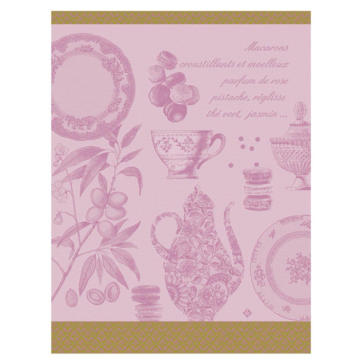 MACARONS - Torchon en coton rose 60 x 80