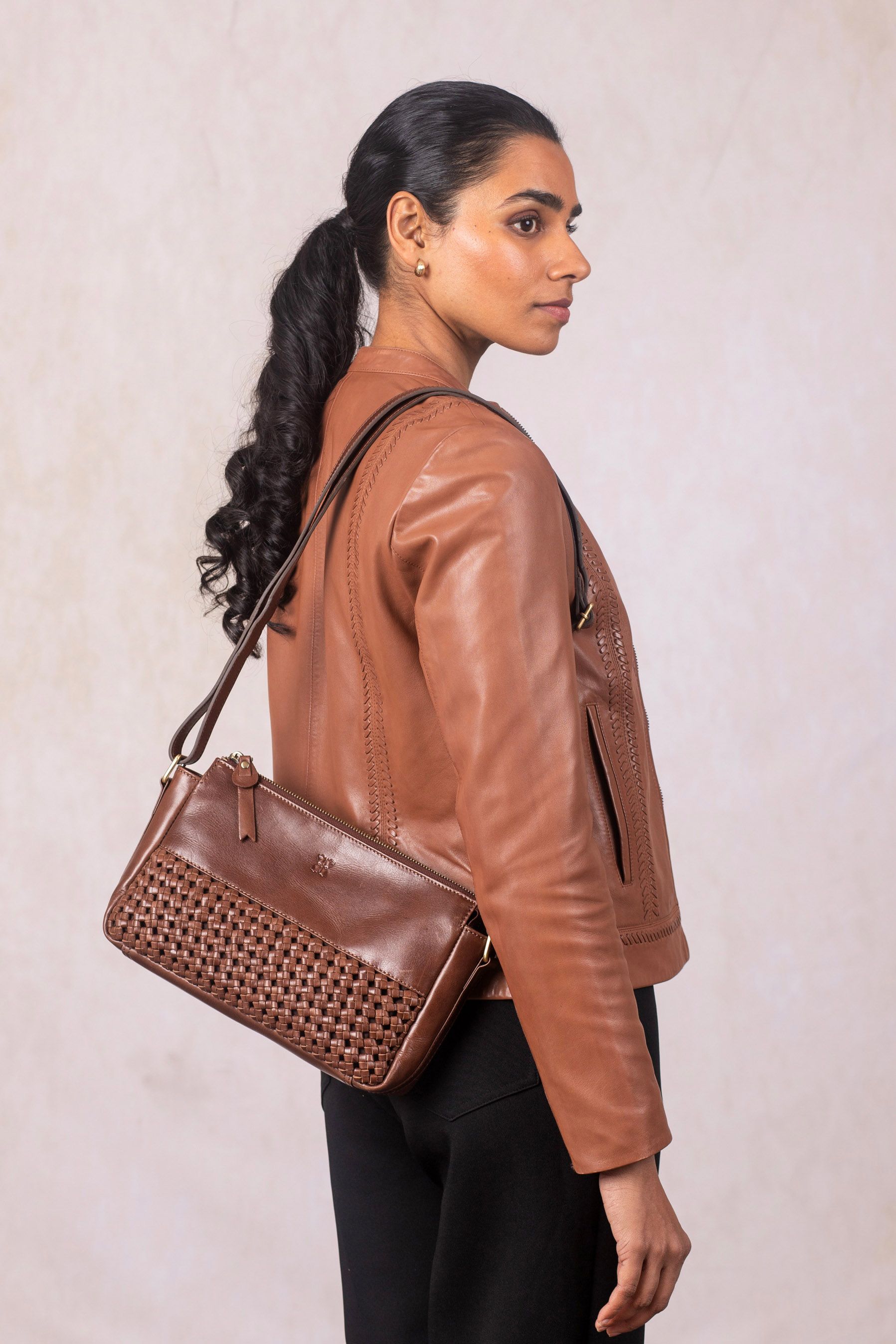 Lakeland Leather Waverton' Woven Leather Cross Body Bag
