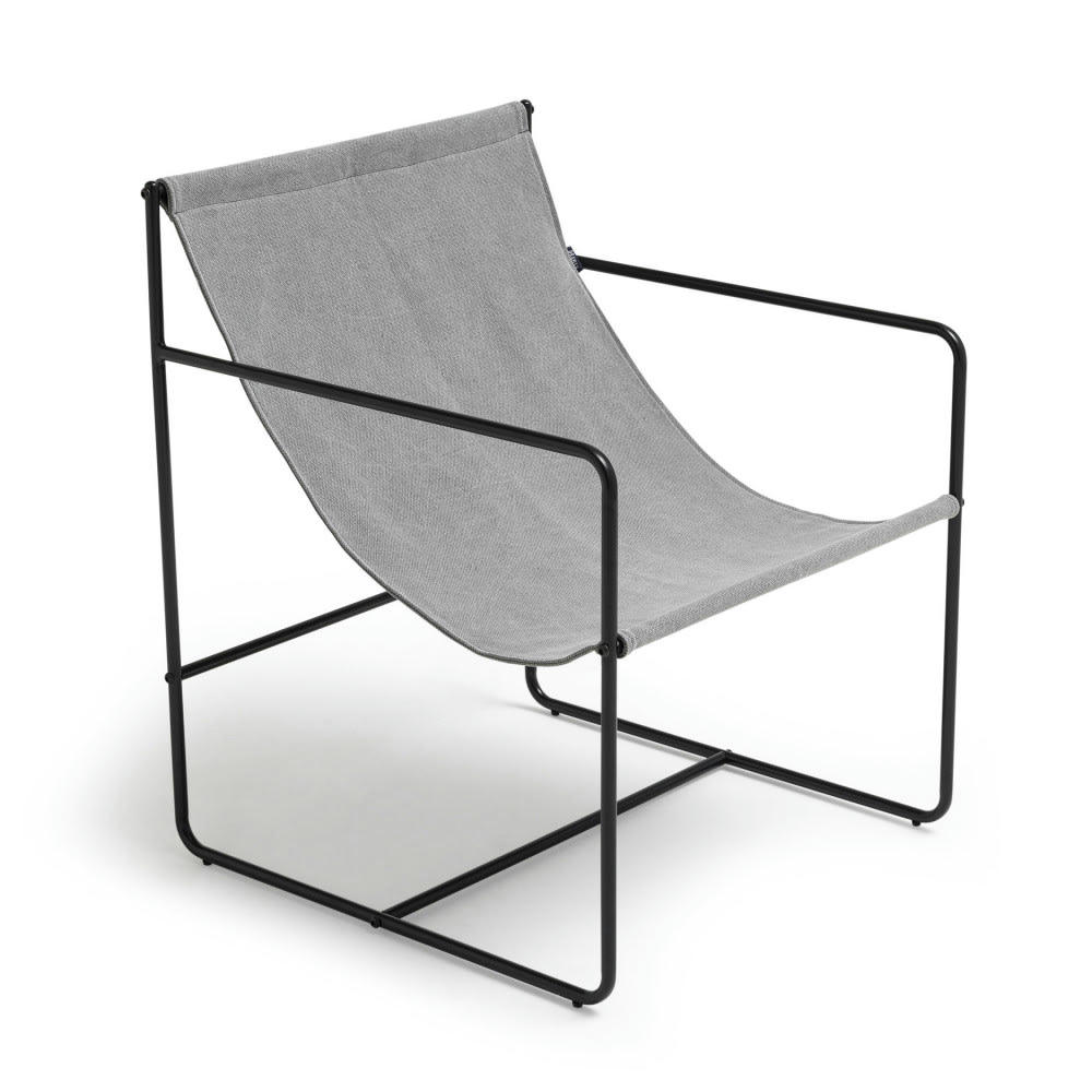 CHAI - Fauteuil design en toile et métal noir gris