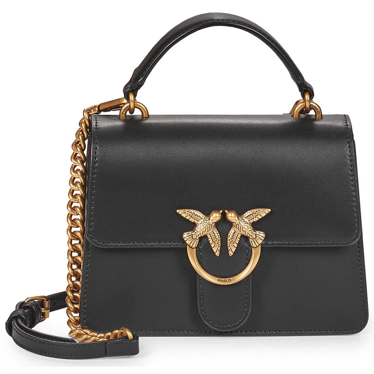 Pinko - LOVE ONE TOP HANDLE MINI LIGHT VITELLO SETA - Black / Gold