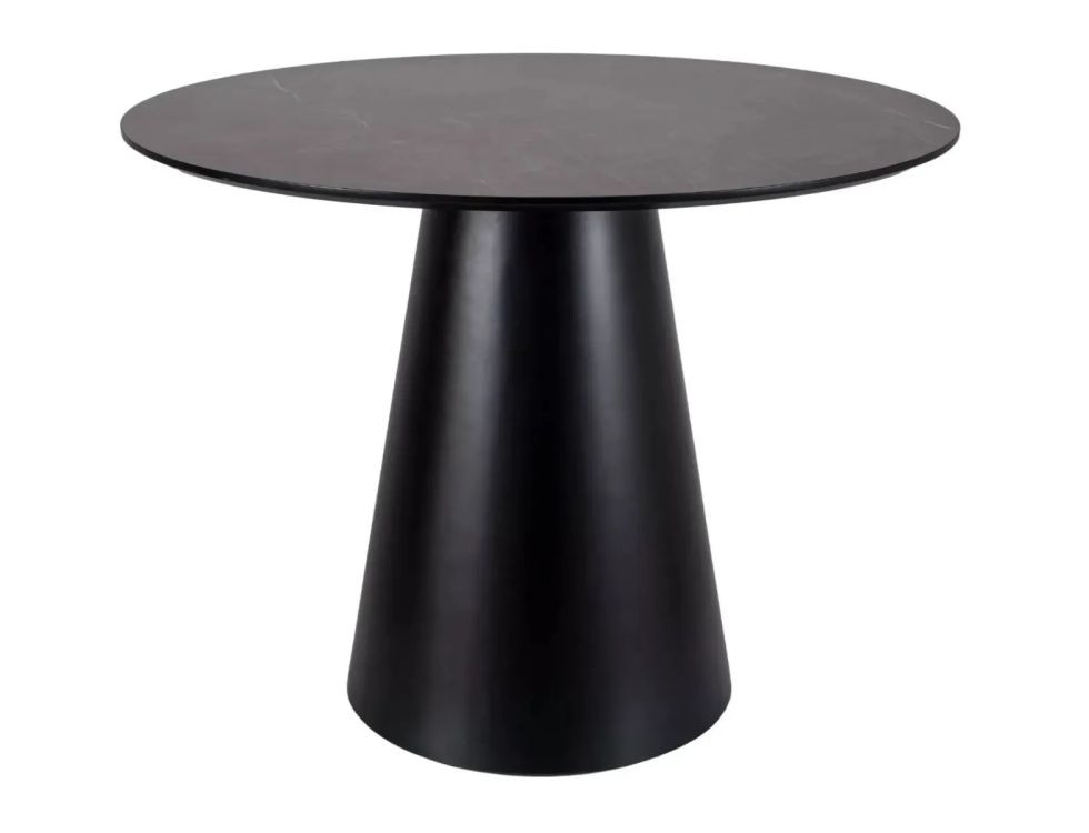 Stół okrągły ANGEL 100 cm efekt marmuru/ czarny mat