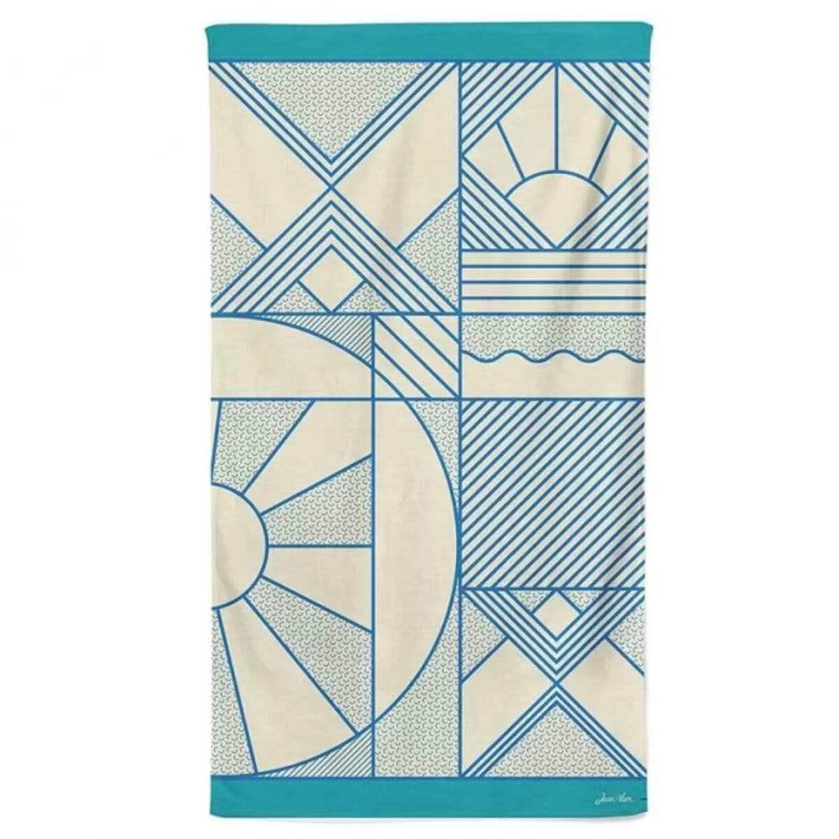 - Drap de plage coton Bleu Azur Leihoa 100x180 cm