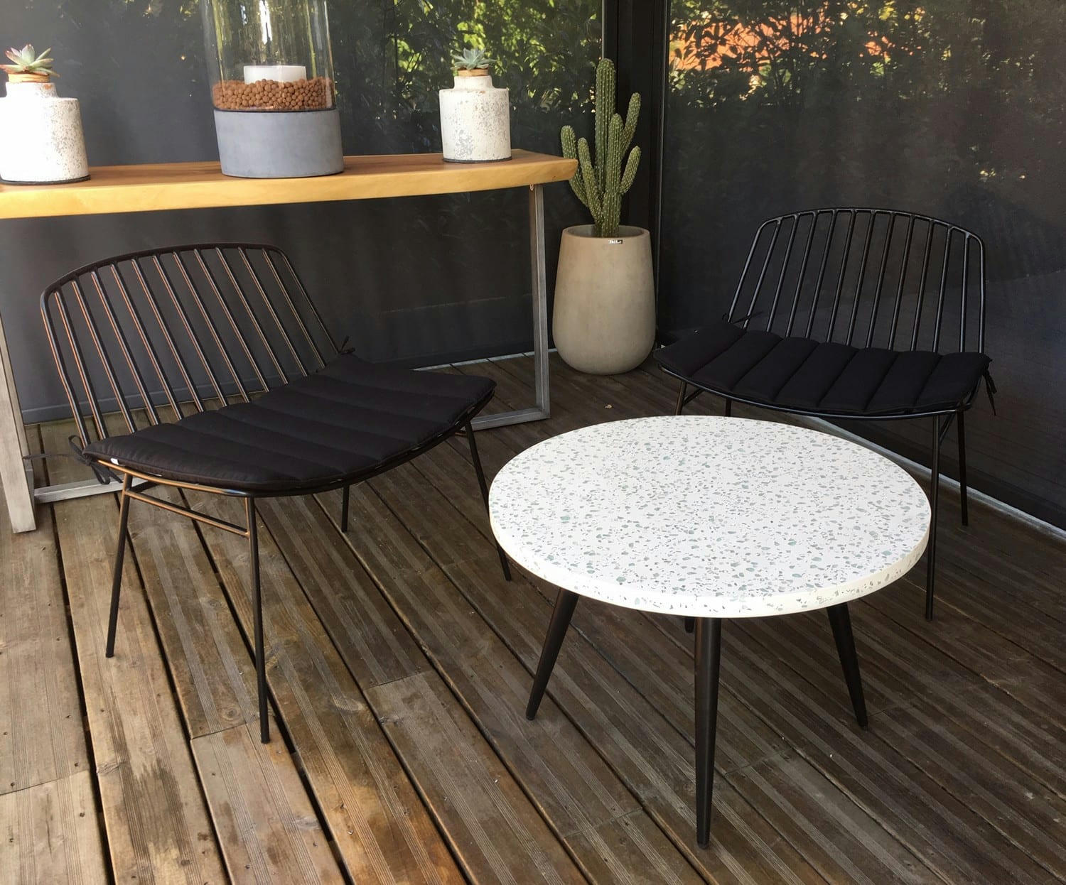 TERRAZZO - Table basse terrazzo blanc L70