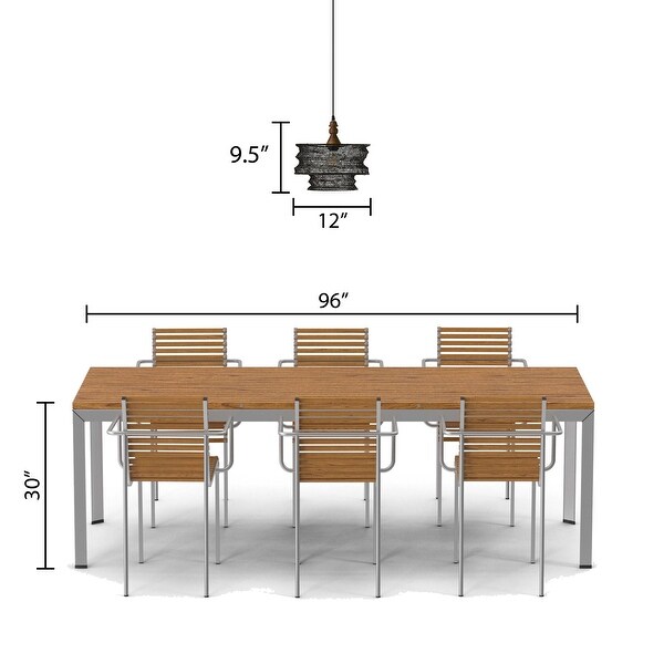Cierra River of Goods Black Metal and Wood 12-Inch Pendant Light with Adjustable Hanging Cord - 12" x 12" x 11.5/76.5"