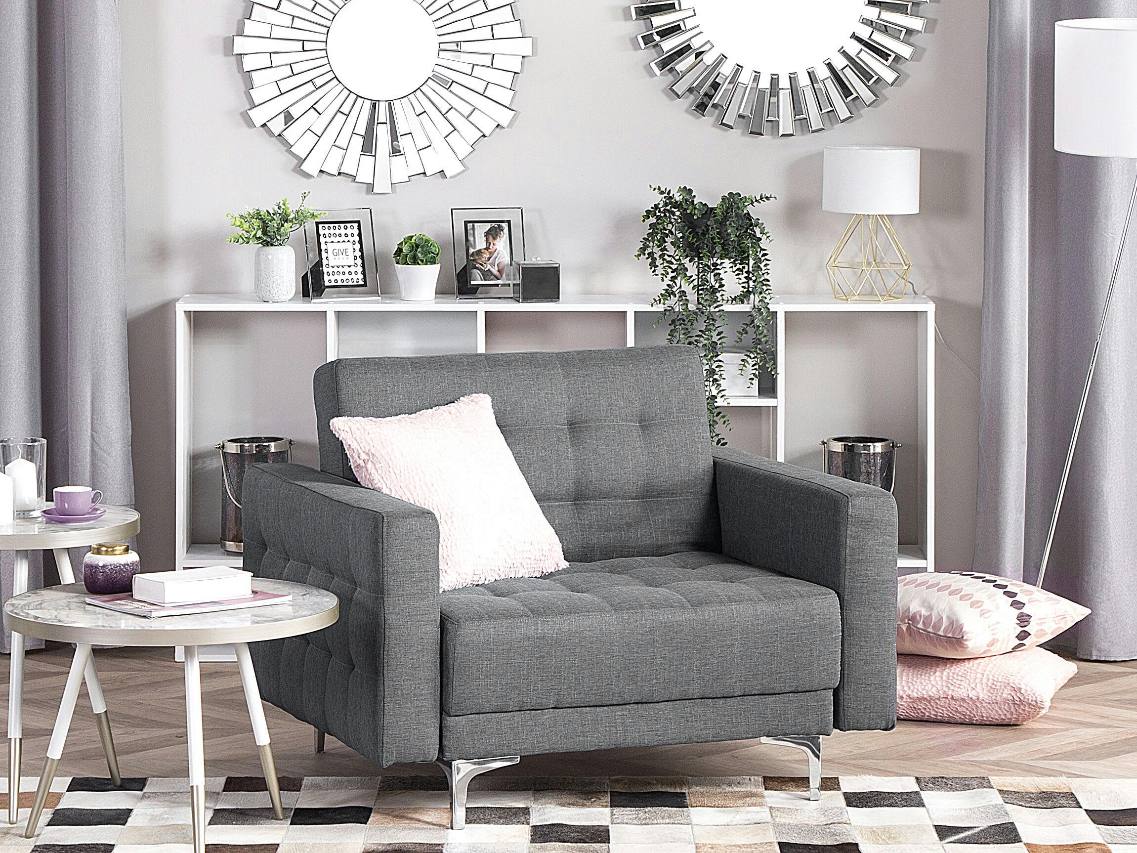 ABERDEEN - Fauteuil en tissu gris clair