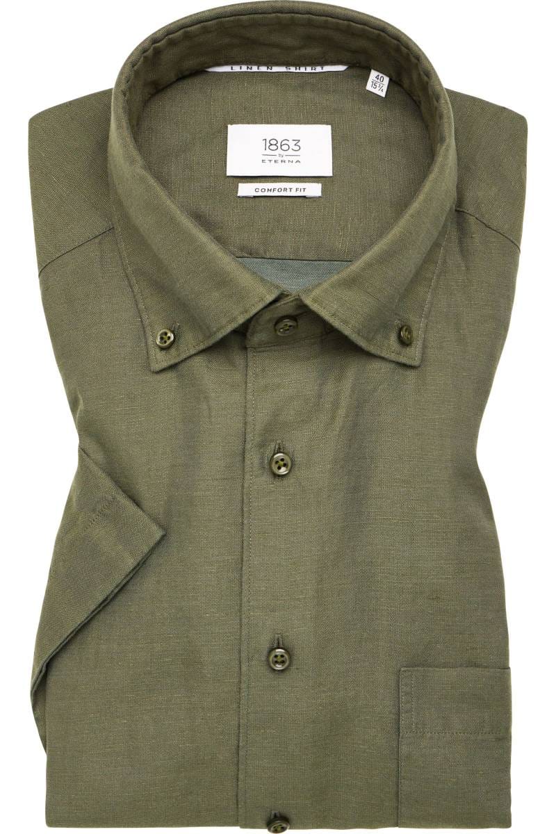 ETERNA 1863 Comfort Fit Leinenhemd grün, Einfarbig