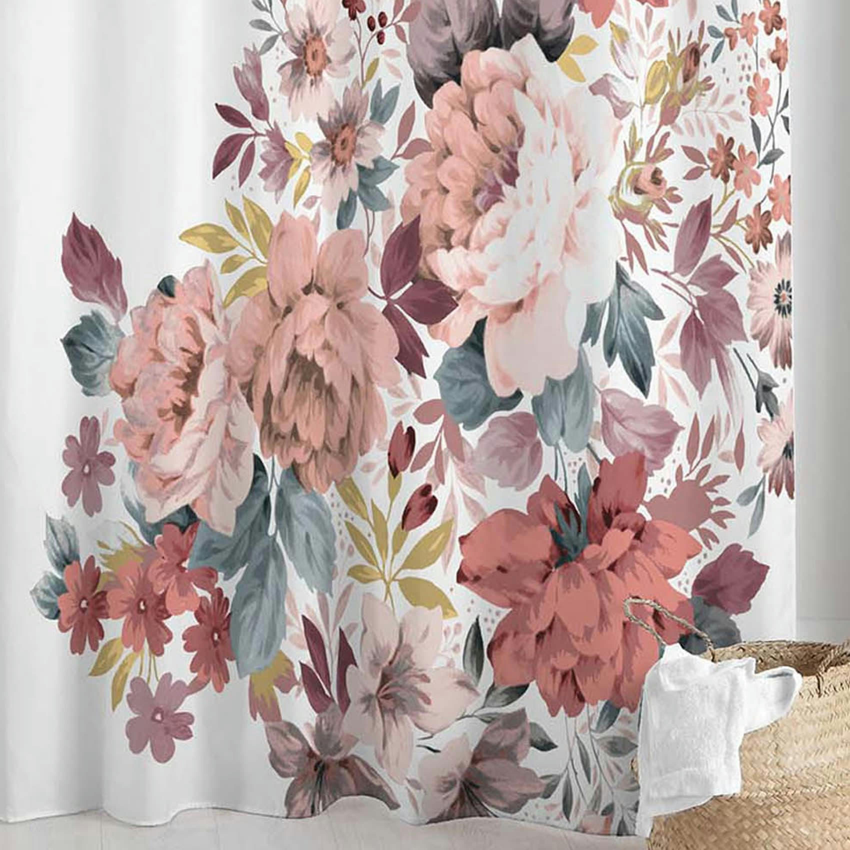 JAYANA - Rideau de douche aux impressions fleuries polyester 200x180cm