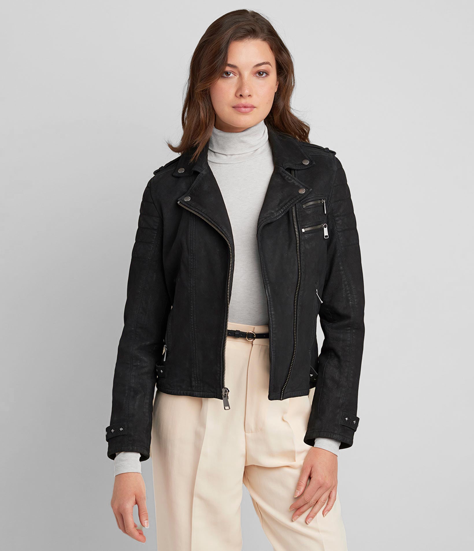 Danielle Quilted Shoulder Moto Jacket