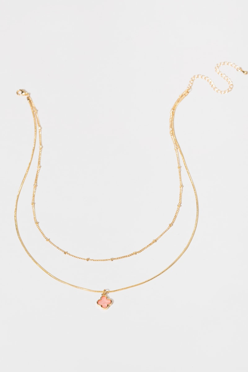 Maurine Pink Clover Necklace