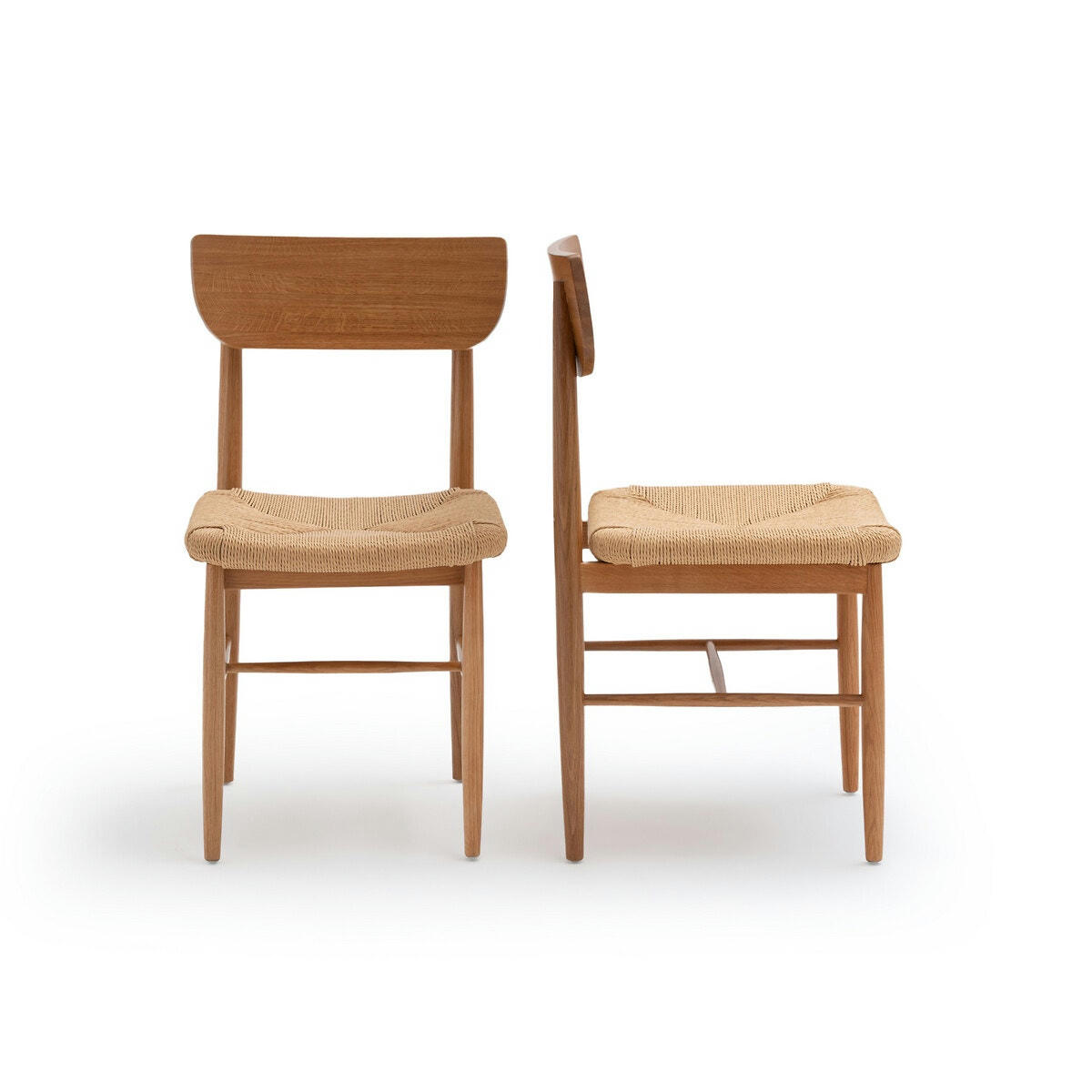 Lot de 2 chaises chêne massif et tressage, Andre