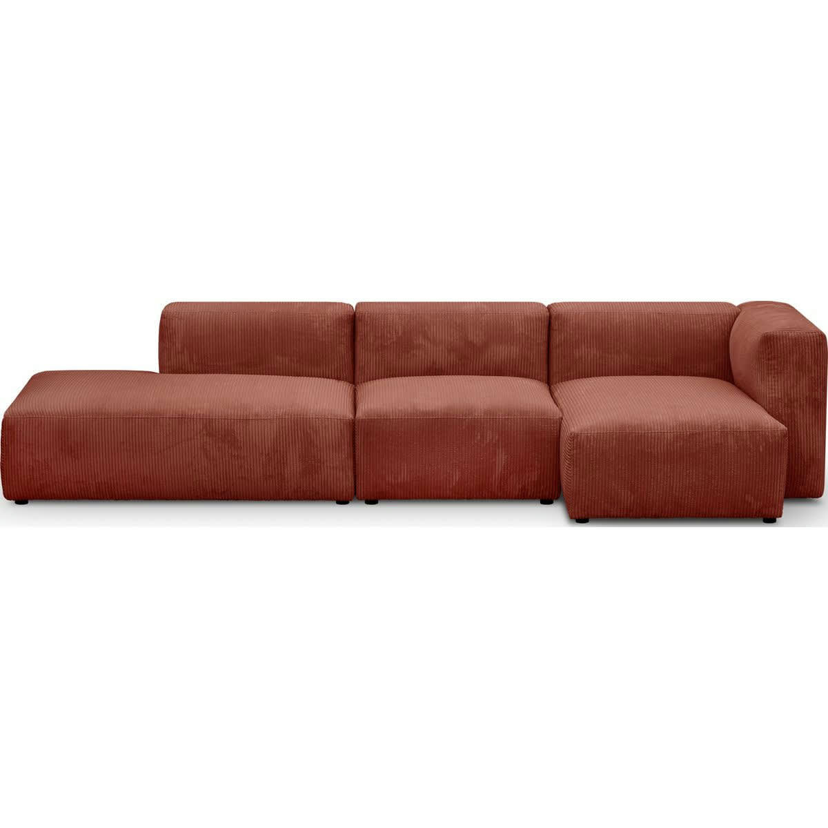 MODULO NEW - Canapé modulable angle droit 5 places en velours côtelé rouille