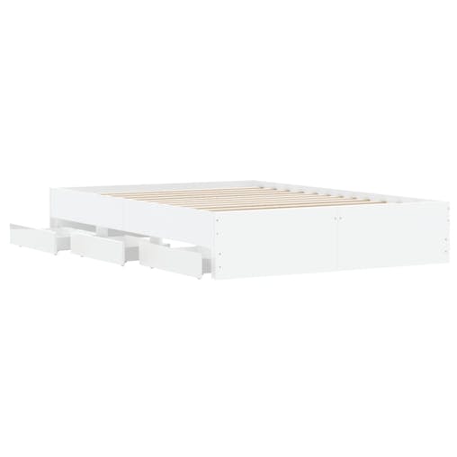 NNEVL Bed Frame with Drawers White 135x190 cm Engineered Wood