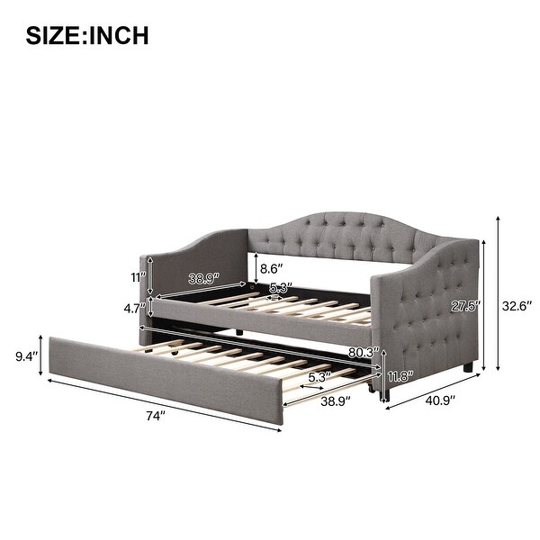 Upholstered Twin Size Daybed with Trundle