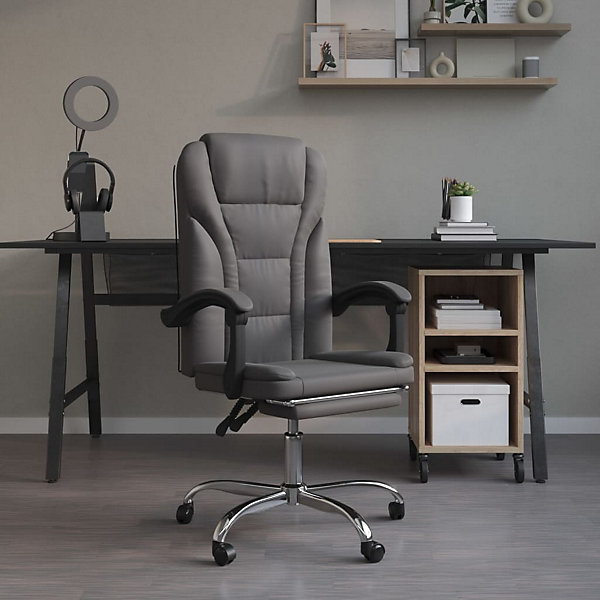 349699 vidaXL Fauteuil inclinable de bureau Gris Similicuir