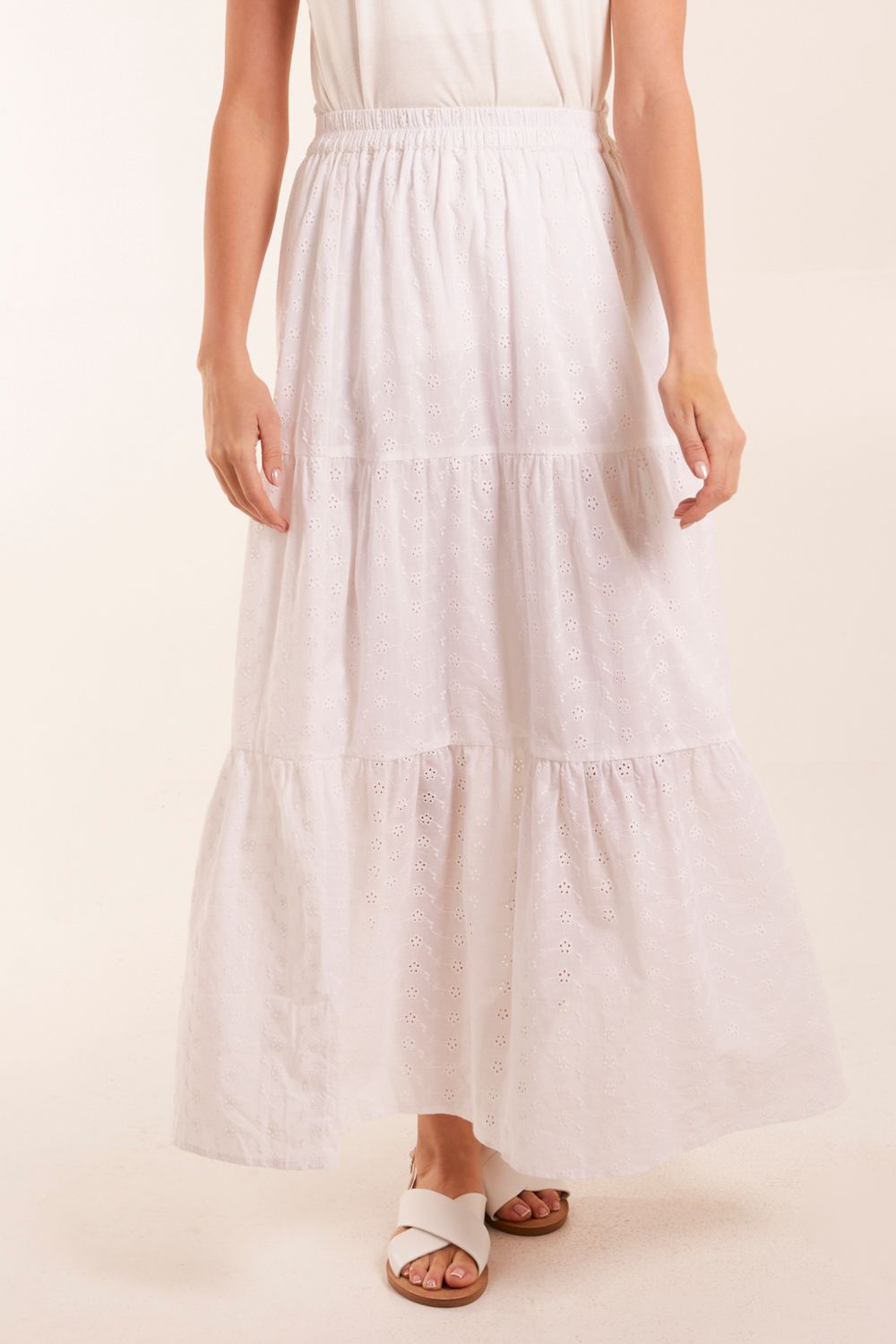Blue Vanilla Broderie Detail Maxi Skirt