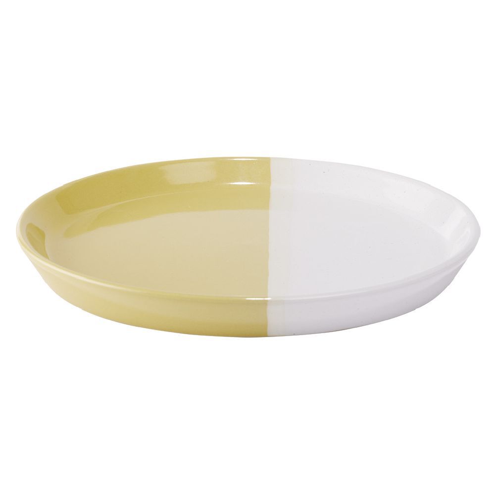 Assiette à dessert faïence blanc et beige Ø19cm