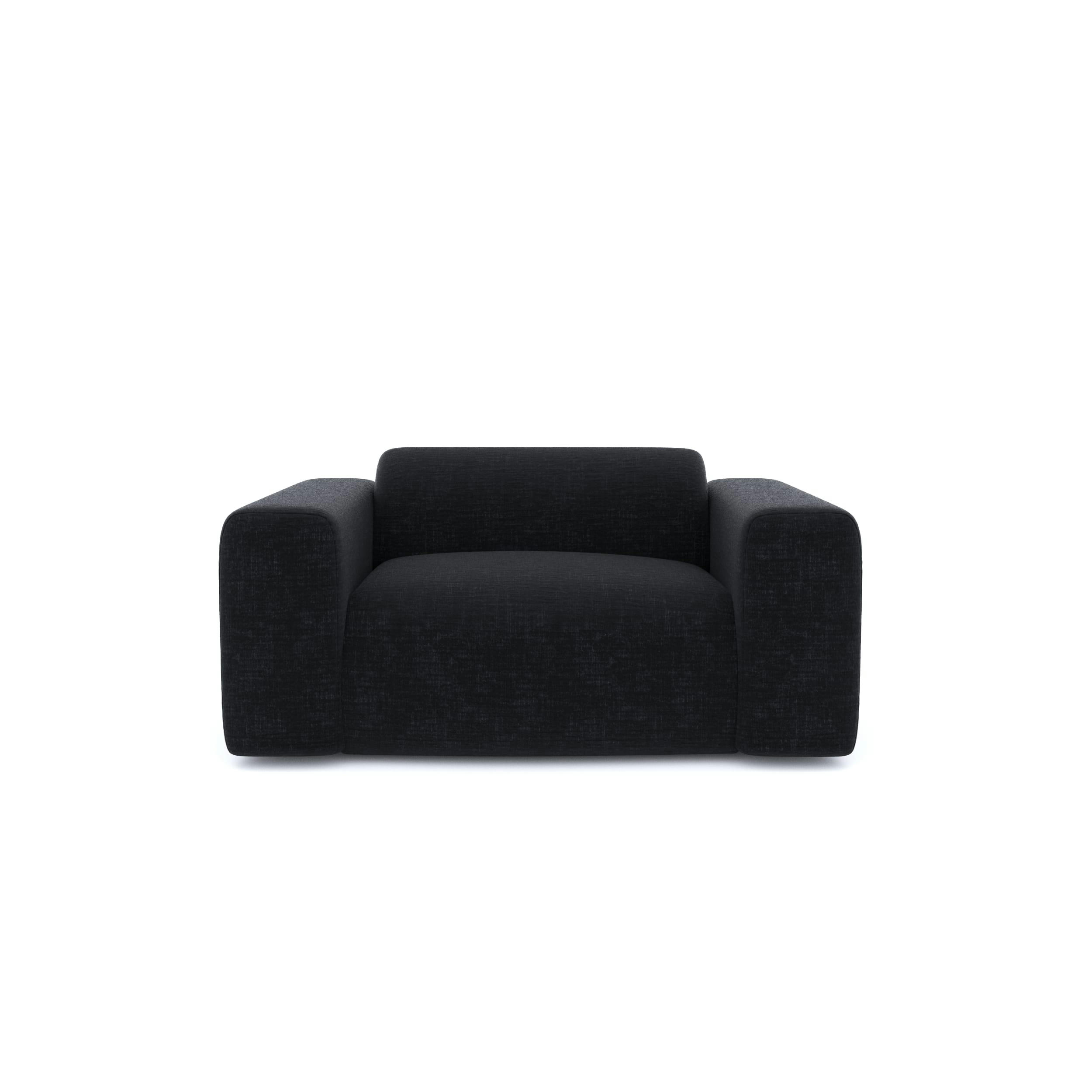 MYRA - Fauteuil velours texturé anthracite