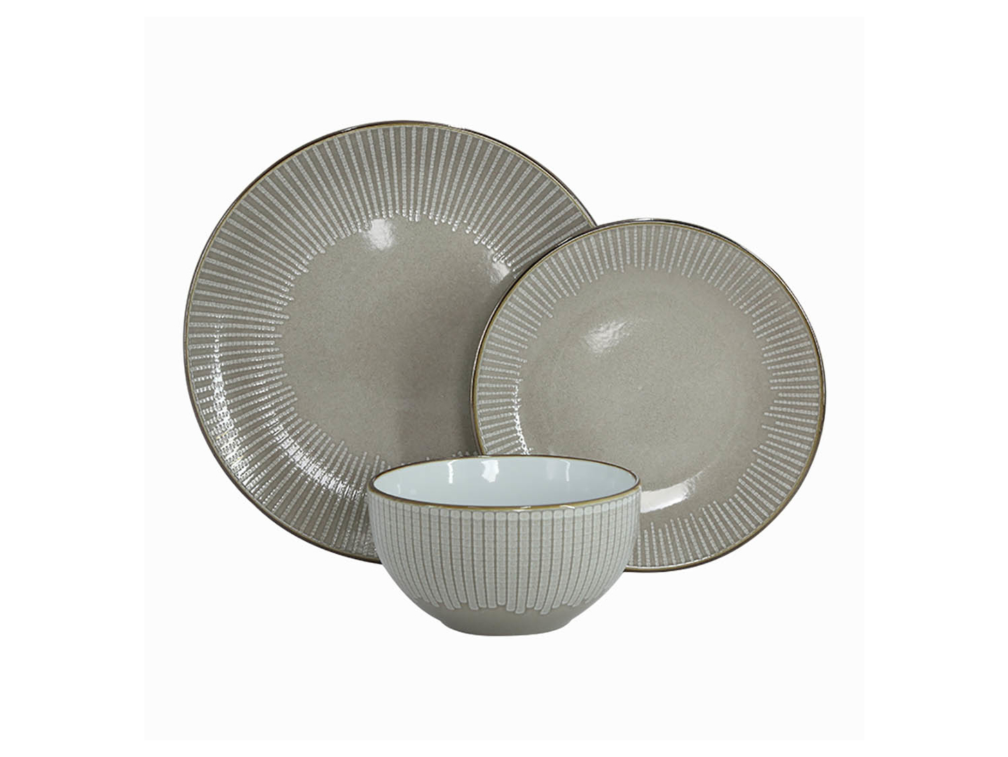 Komplet obiadowy 18 el. ceramiczny Hokkaido szary
