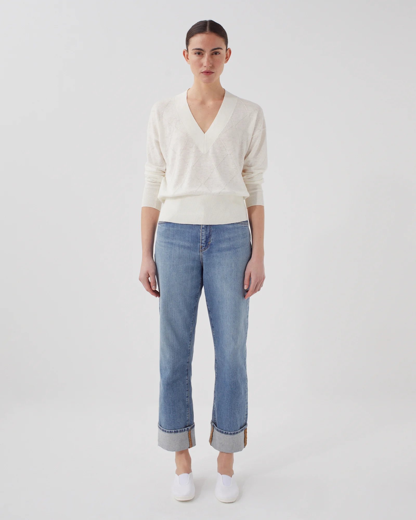 Pull col V à manches longues