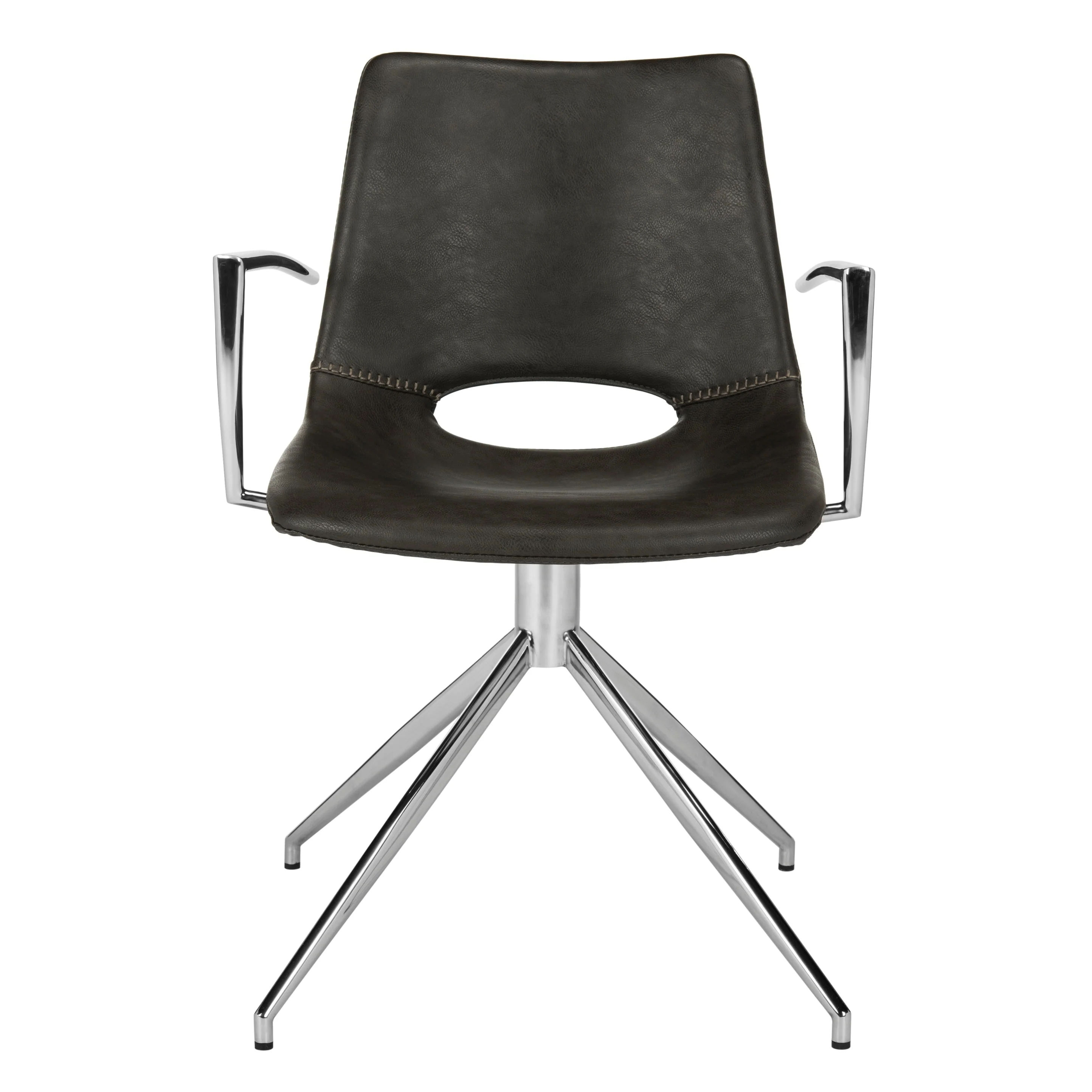 SAFAVIEH Bernadette Mid-Century Modern Leather Swivel Office Arm Chair - 22 x 22 x 31.9 - 22Wx22Dx32H