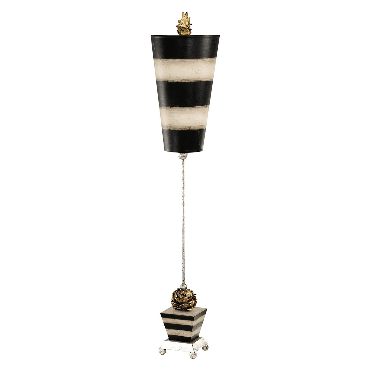 Lampa stołowaczarna-taupe Peony 1xE27x60W wys:112cm Flambeau