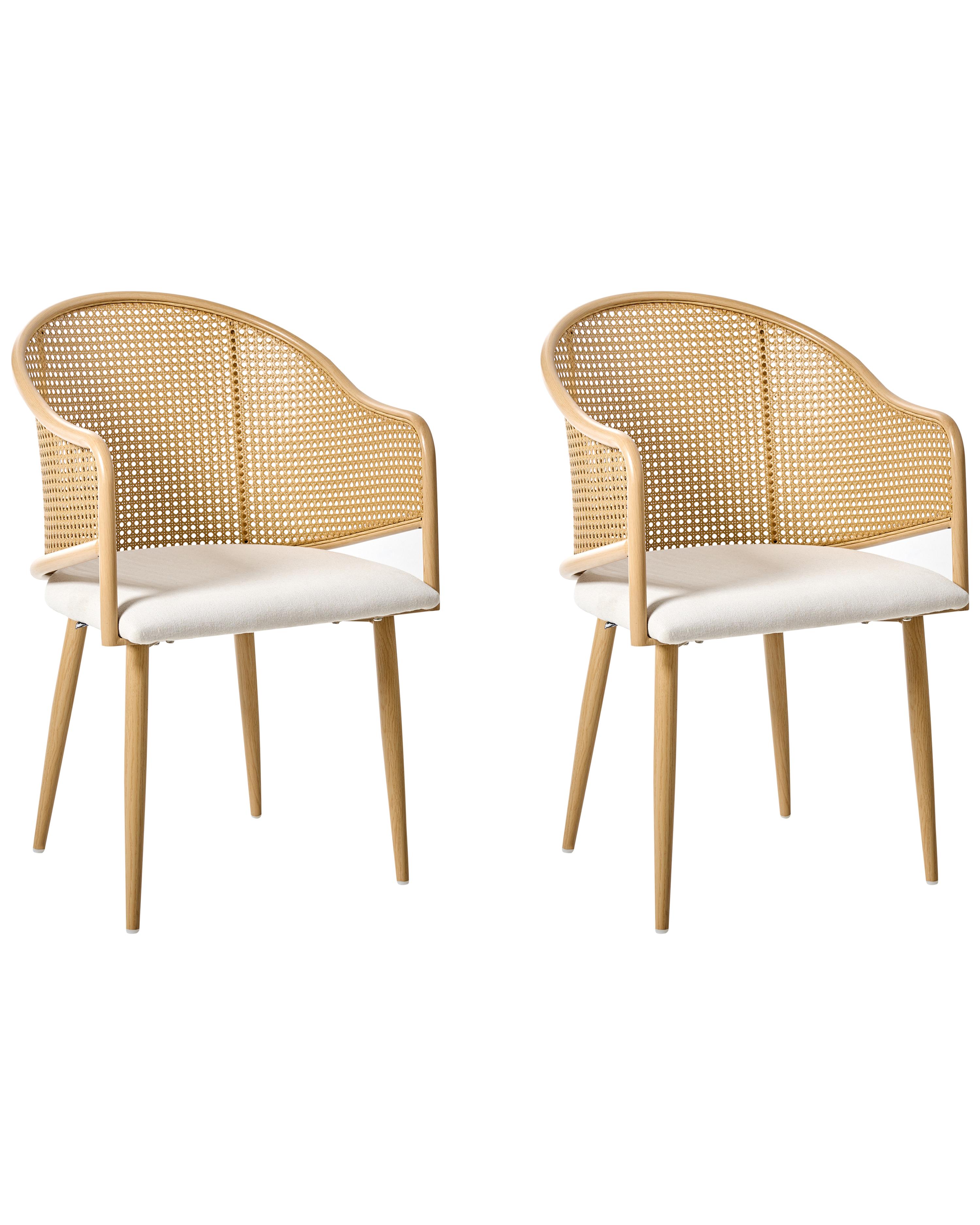 Set of 2 Dining Chairs WEIMAR Metal Light Brown