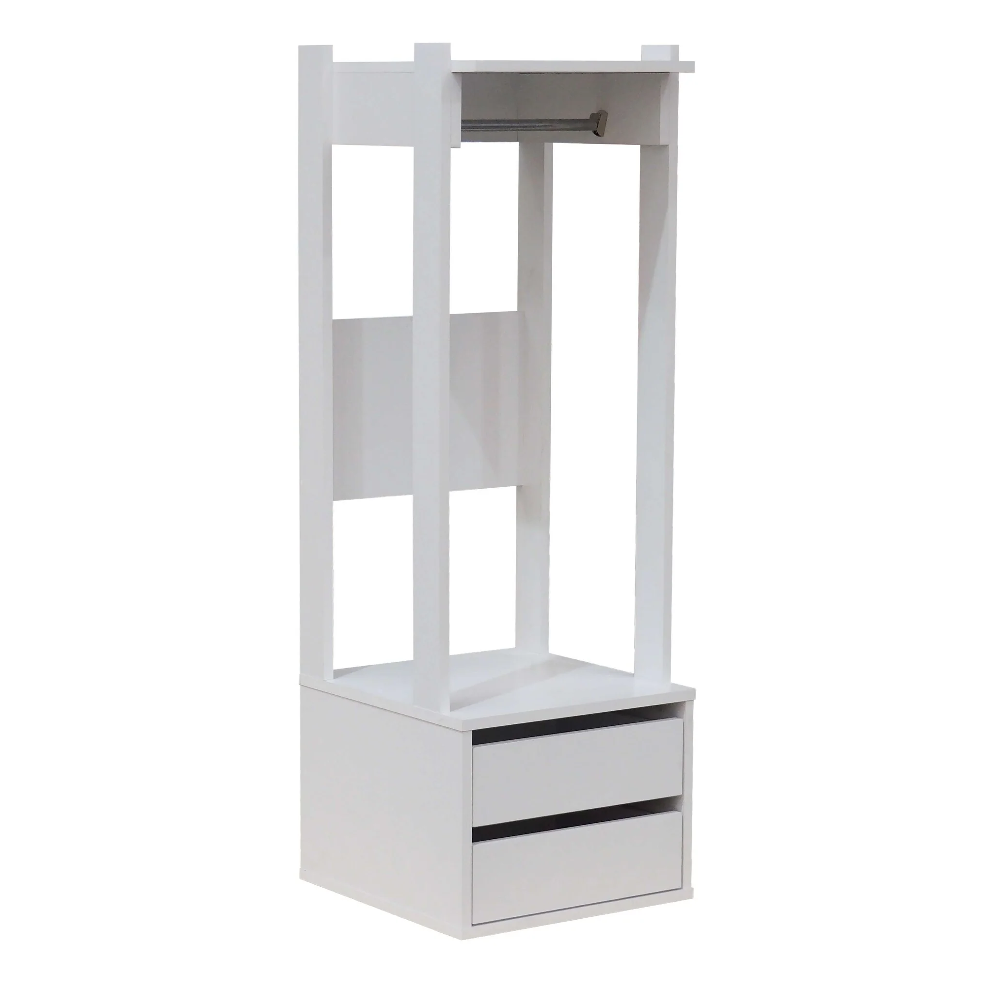Open Wardrobe Armoire Closet with 2-Drawers, White