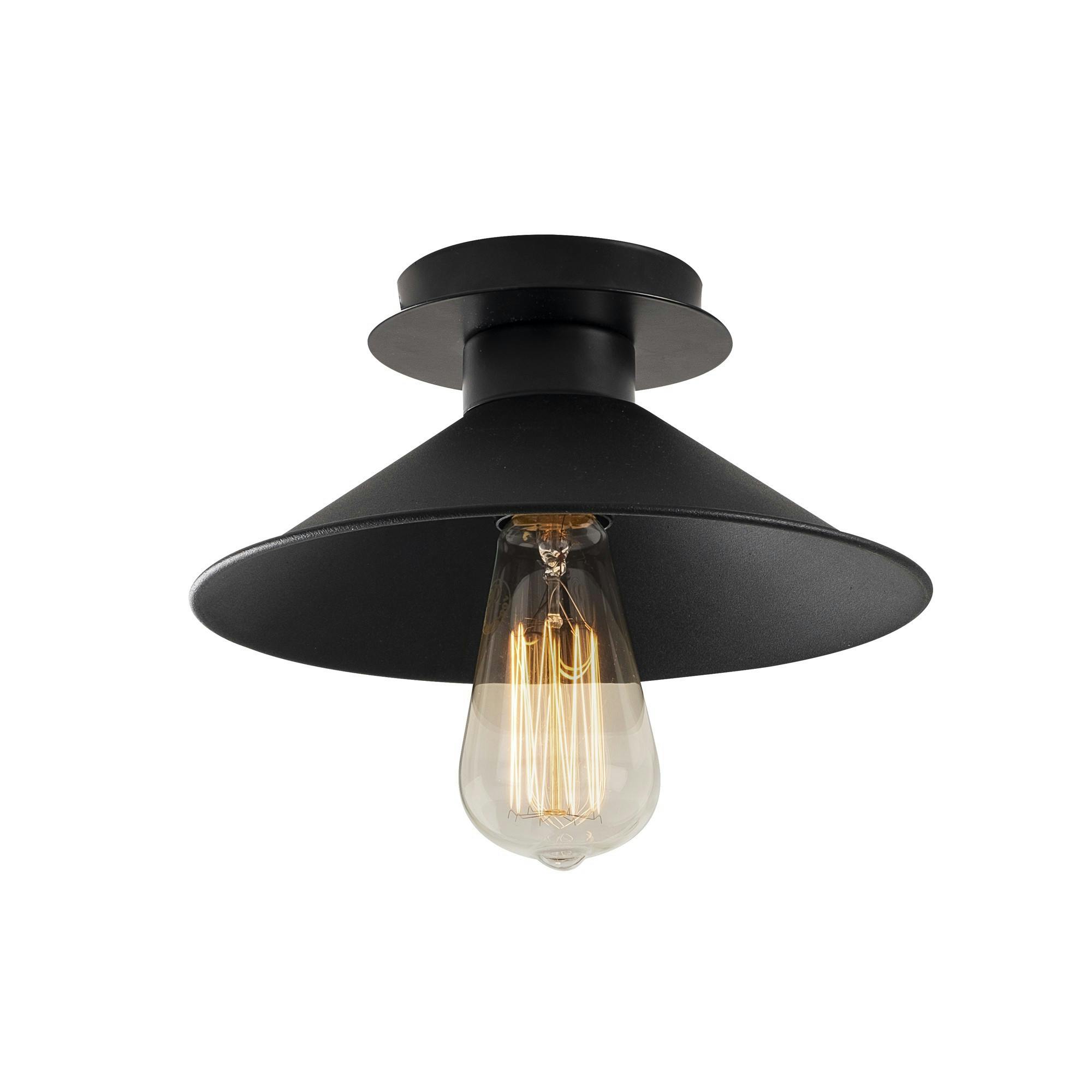 Plafonnier vintage noir - métal, forme conique URLA