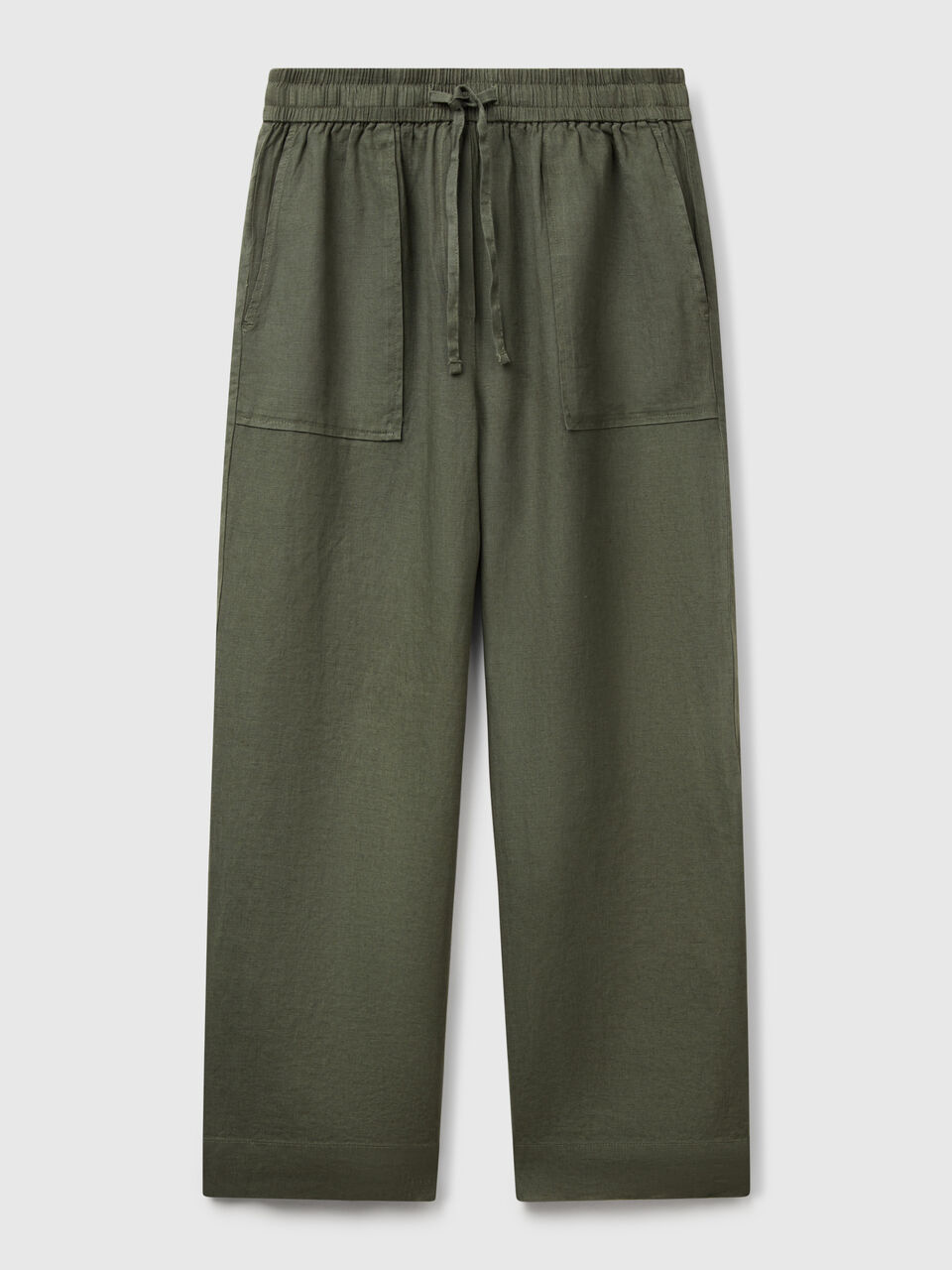 Trousers in pure linen with elastic