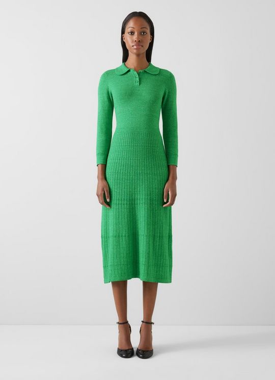 Amary Green Interest Merino Wool Knit Dress