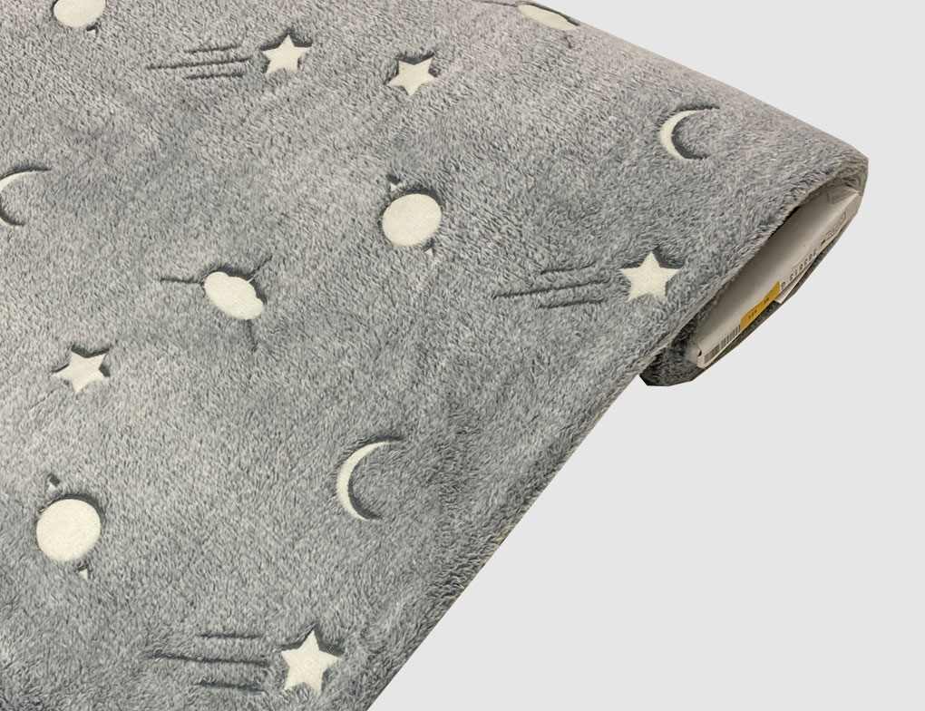 Microfleece Mond, Sterne Grau
