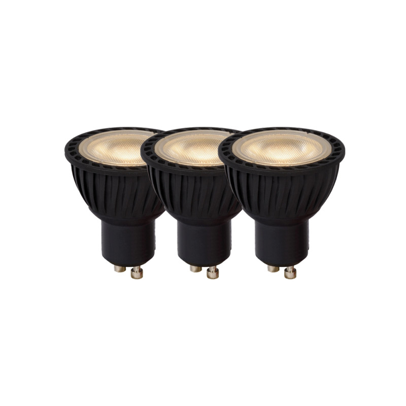 Ampoule LED MR16 noire dimmable Ø 5 cm GU10 5 W 3 pièces LUCIDE