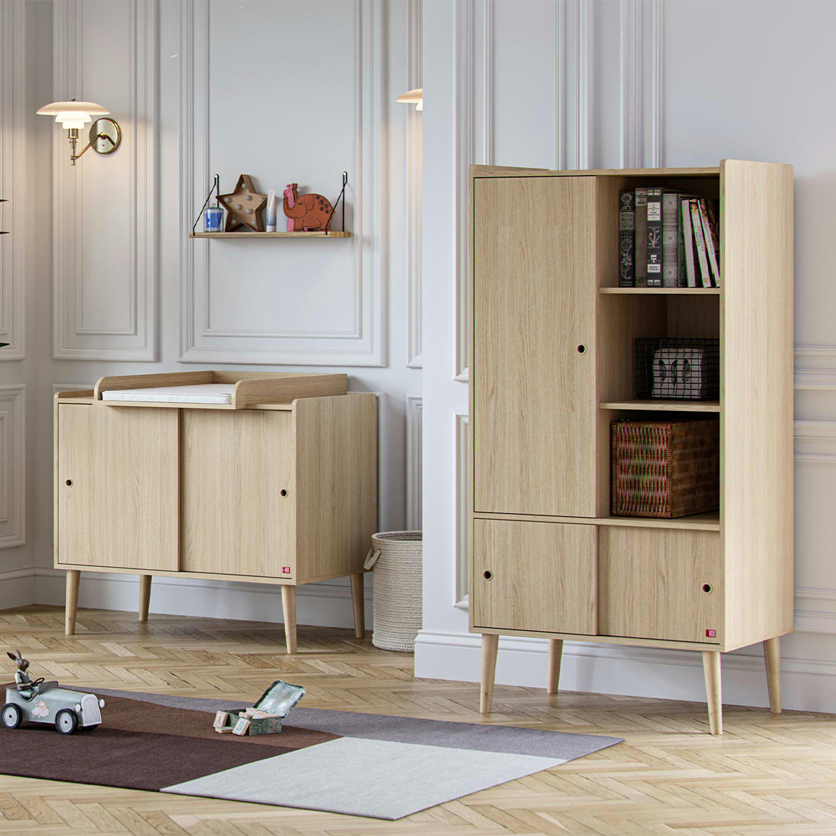 RETRO - Commode 2 portes coulissantes naturel