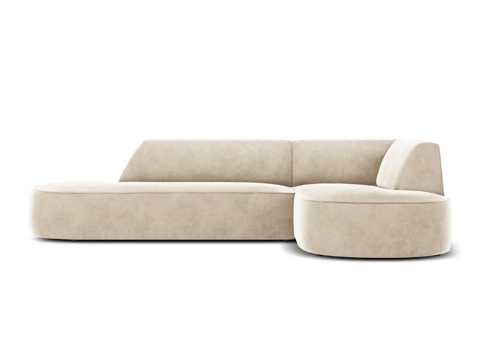 CHARLES - Canapé D'Angle Droit 4 places en Velours Beige Clair