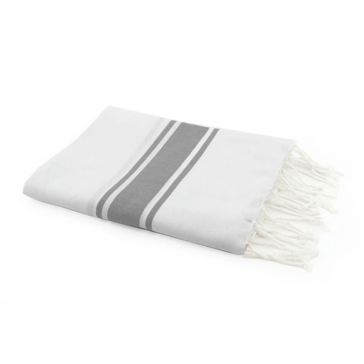 ST TROPEZ - Fouta blanche coton  100x200 blanc / gris perle