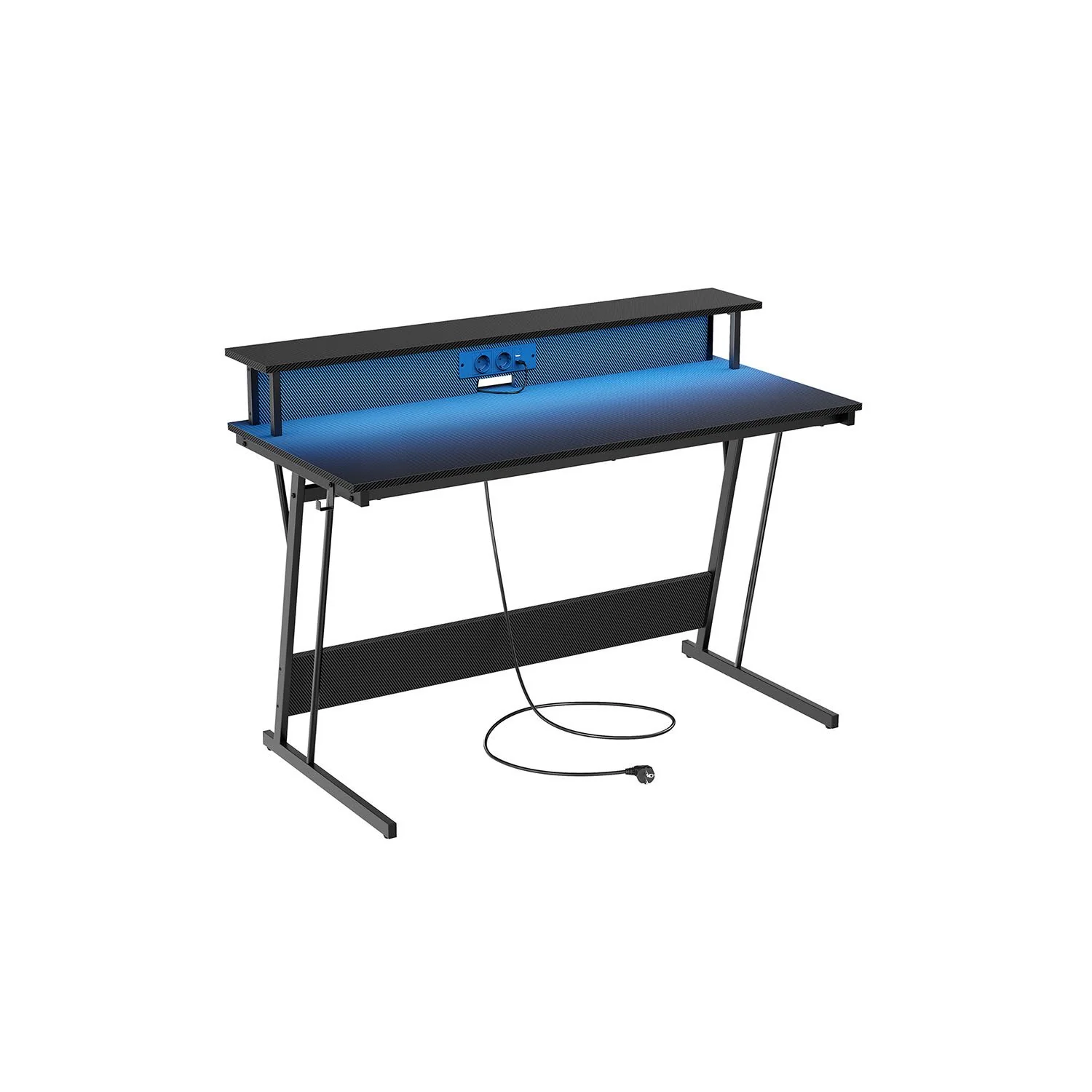 Bureau gaming avec led et multiprise pour 2 ordinateurs