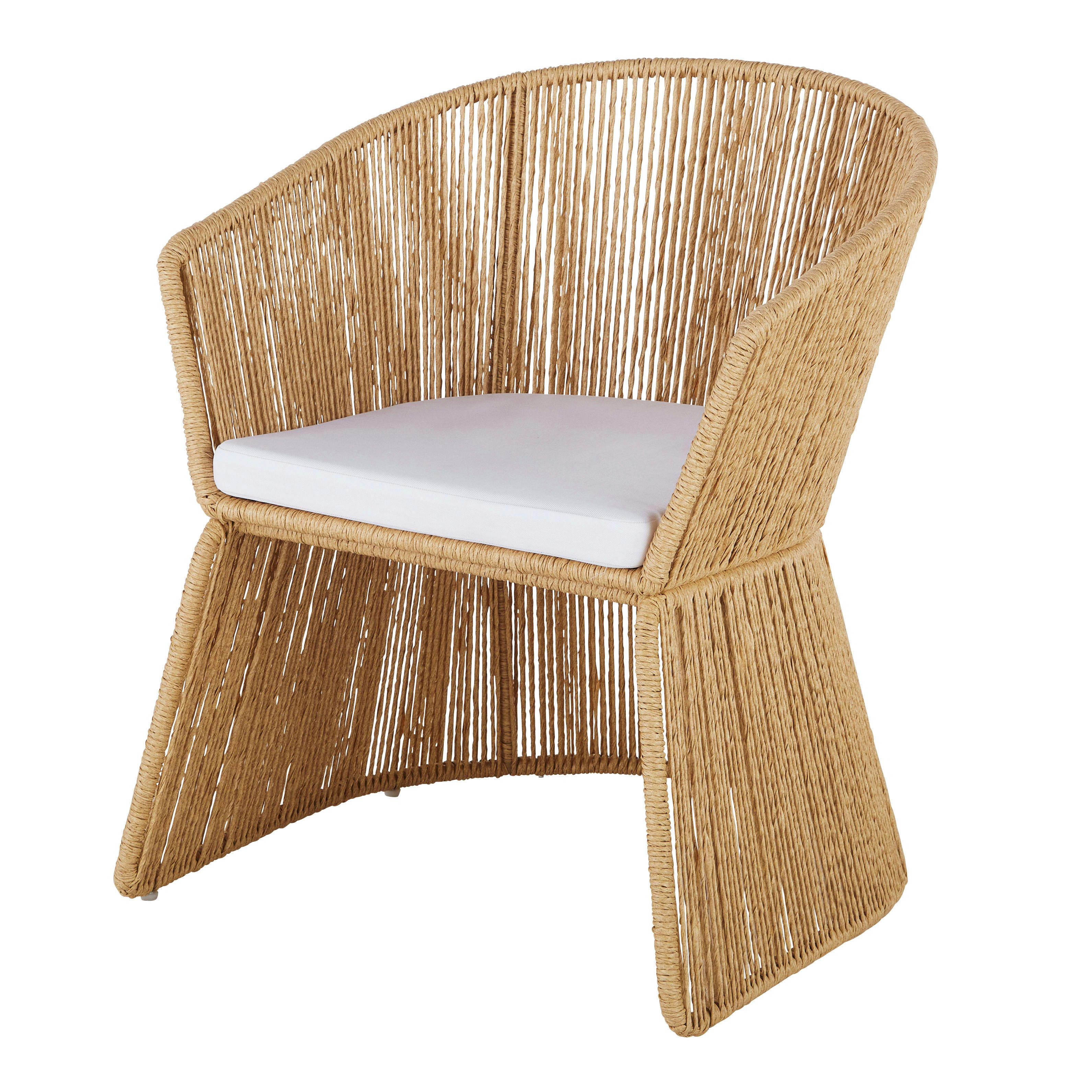 Brace Business - Fauteuil à dîner de jardin professionnel en résine recyclée beige et polyester recyclé écru