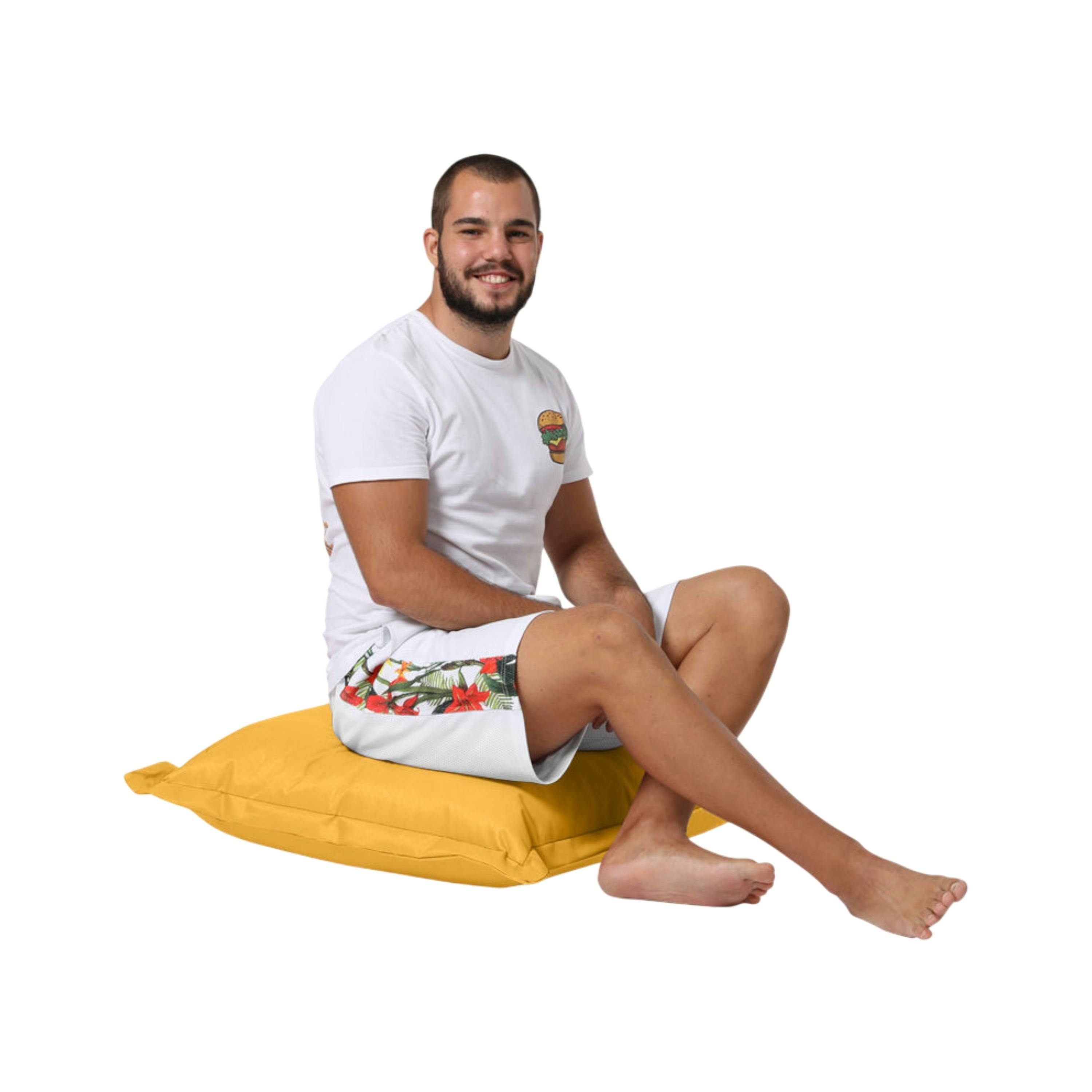 Coussin pouf extérieur jaune ARTA