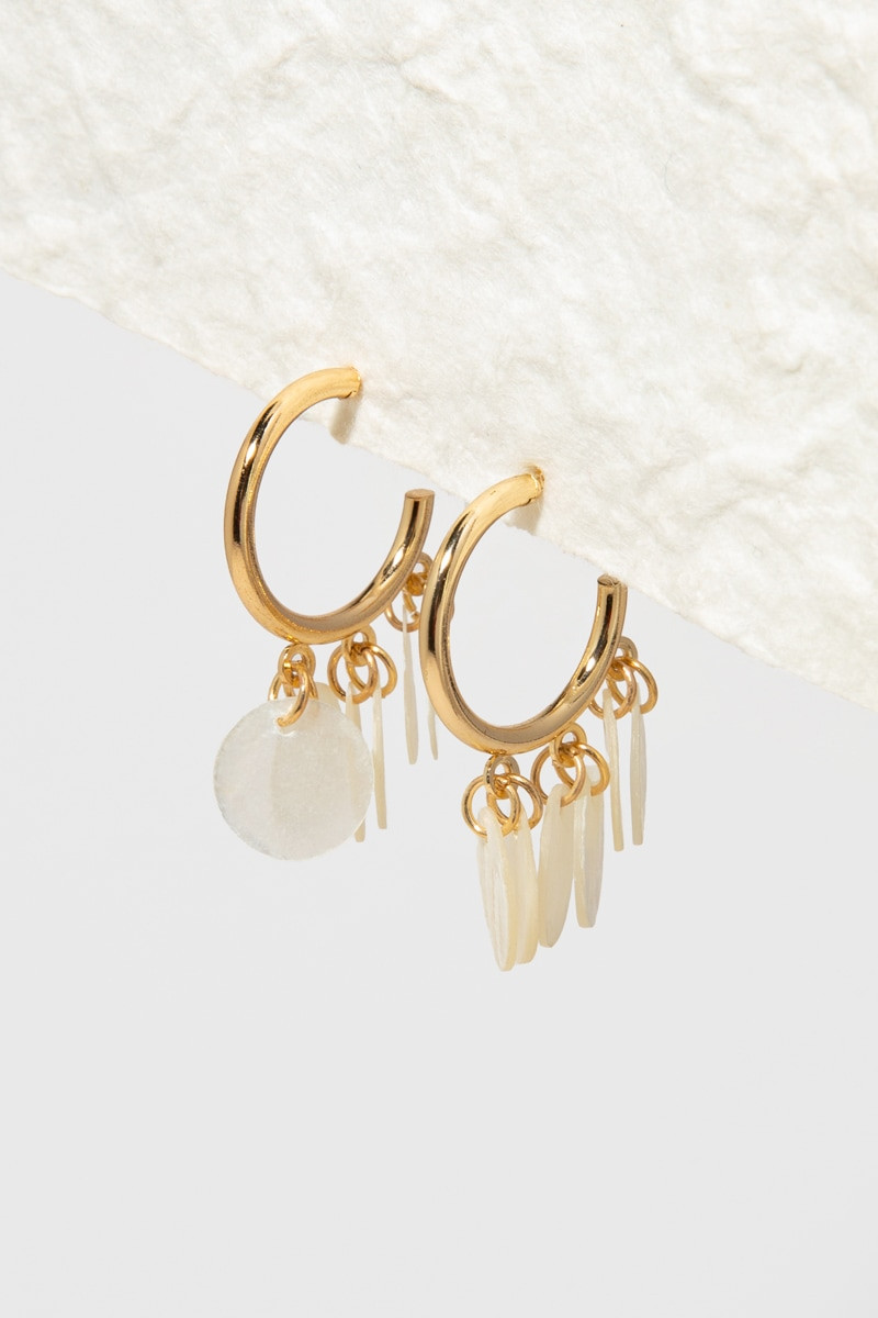 Tarina Shell Charms Hoop Earrings