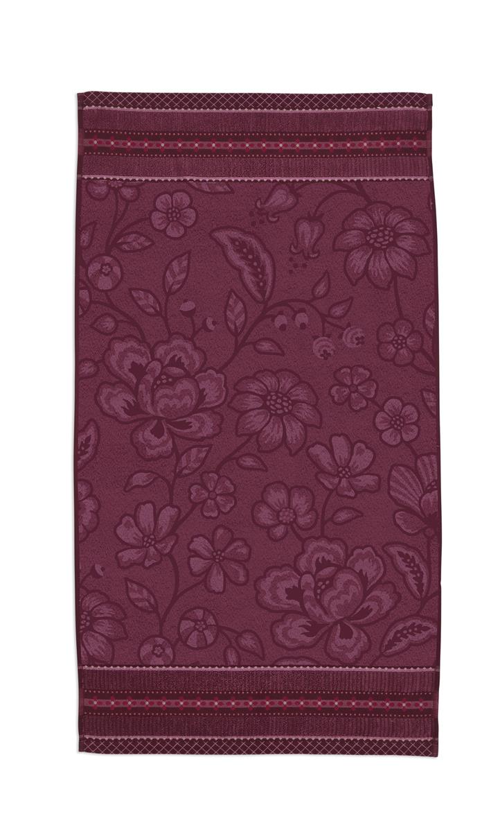 Pip Studio handdoek Jasmin Jacquard - 55x100 cm - donker roze